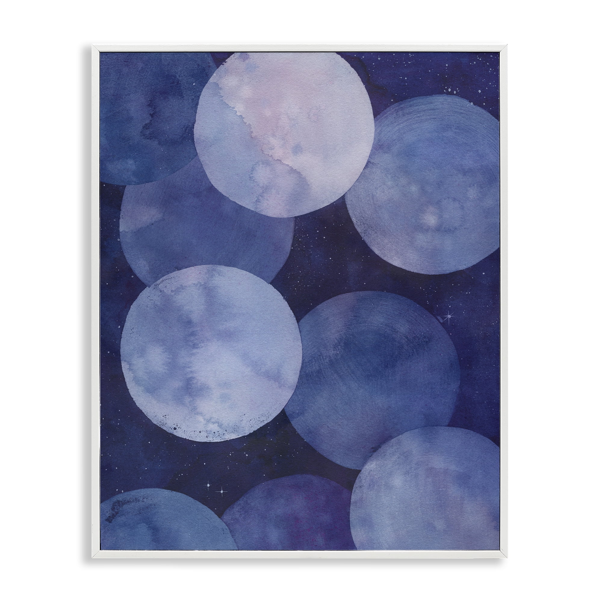 Stupell Industries Purple Circular Shapes Abstract Painting White Framed Art Print Wall Art, 24 x 30