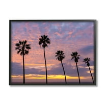 Stupell Industries Purple Cloudy Sunset Tall Palm Tree Silhouettes Photograph Black Framed Art Print Wall Art, Design by Jeff Poe Photography