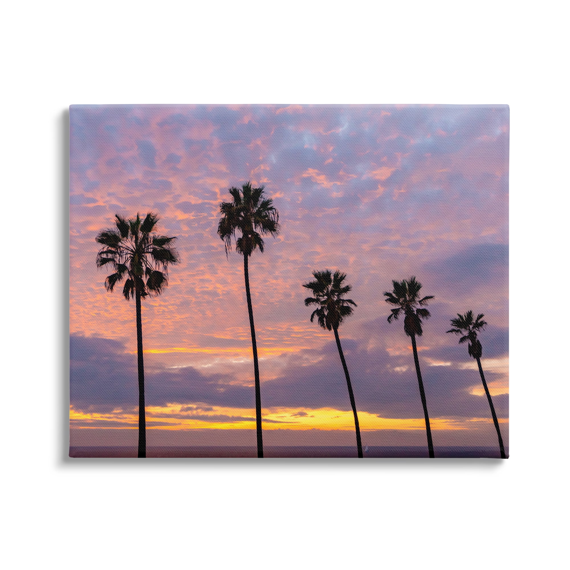 Stupell Industries Purple Cloudy Sunset Tall Palm Tree Silhouettes Photograph Gallery Wrapped Canvas Print Wall Art, Design by Jeff Poe Photography