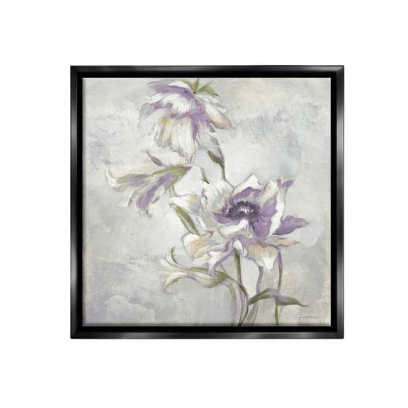 Stupell Industries Purple Curling Petals Botanical & Floral Painting Black Floater Framed Canvas Art Print Wall Art, 18 x 18