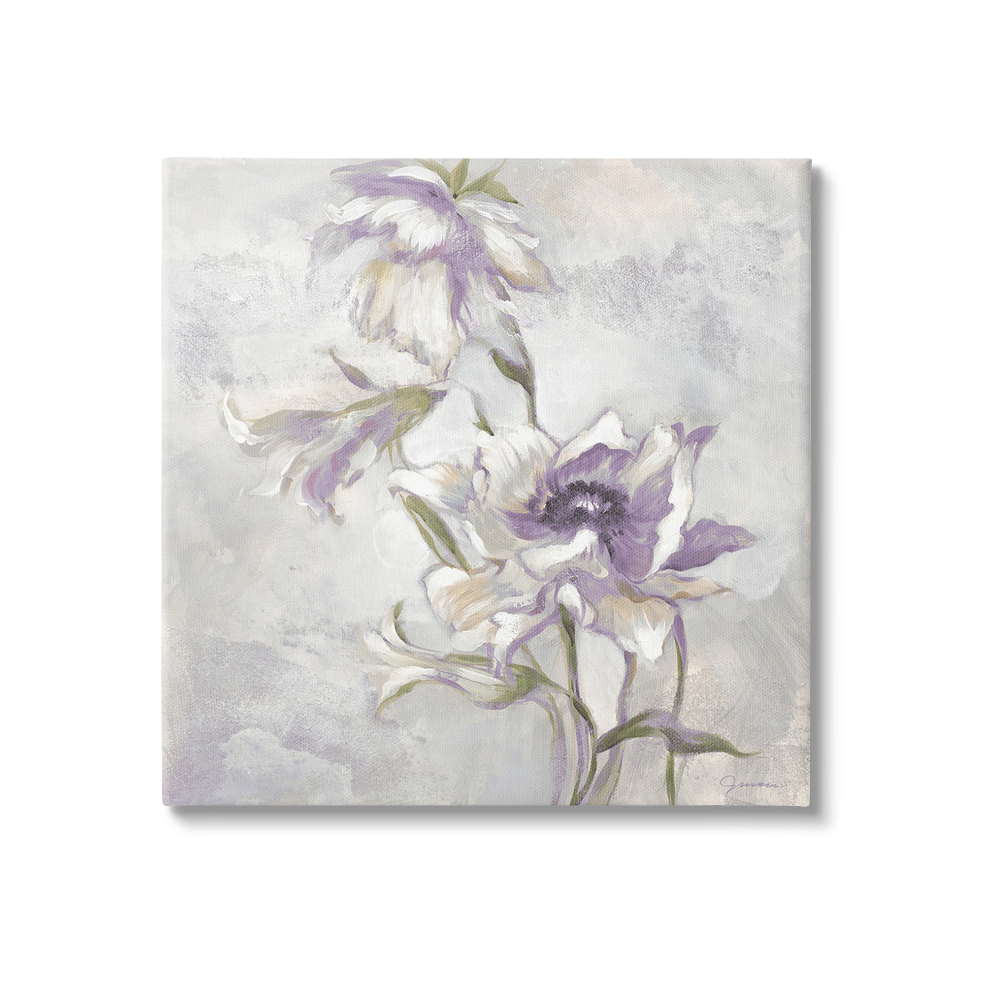 Stupell Industries Purple Curling Petals Botanical & Floral Painting Gallery Wrapped Canvas Art Print Wall Art, 24 x 24