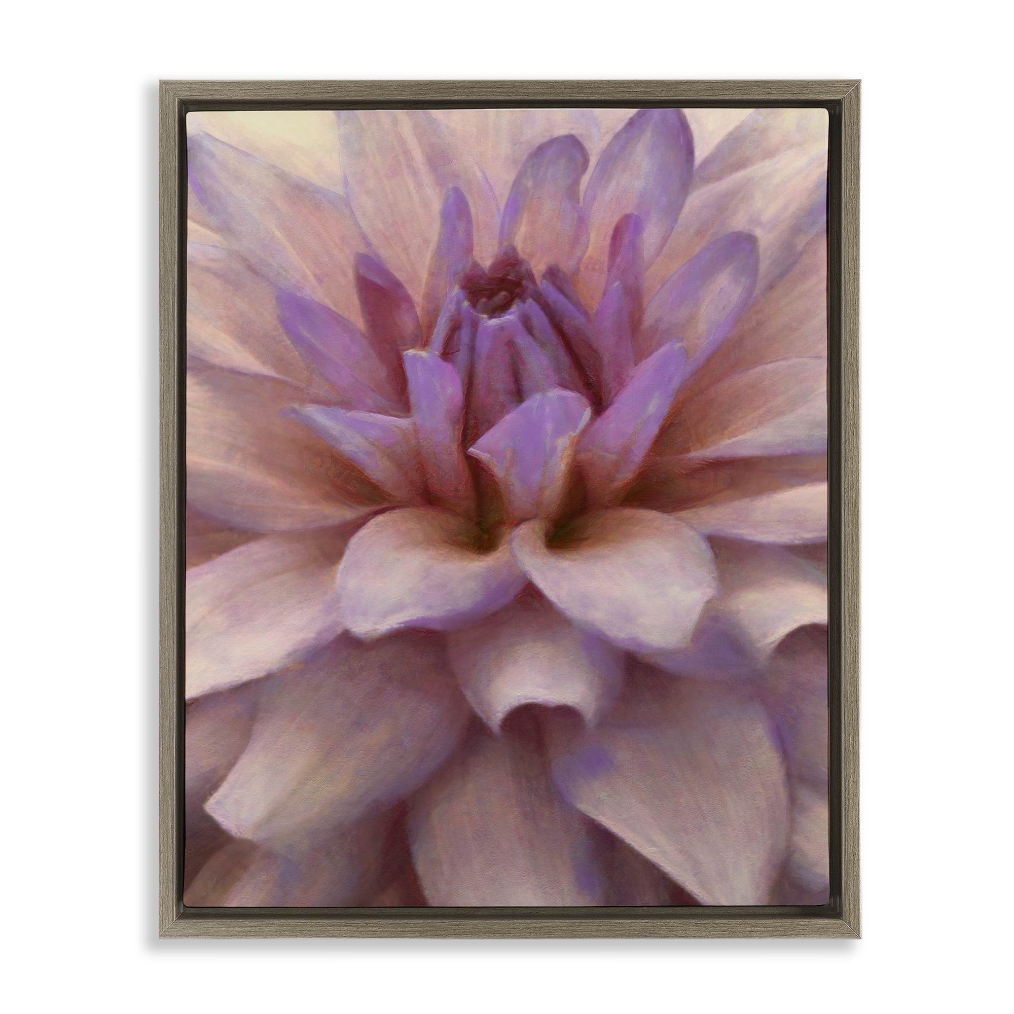 Stupell Industries Purple Dahlia Petals Botanical & Floral Painting Brown Floater Framed Art Print Wall Art, 25 x 31