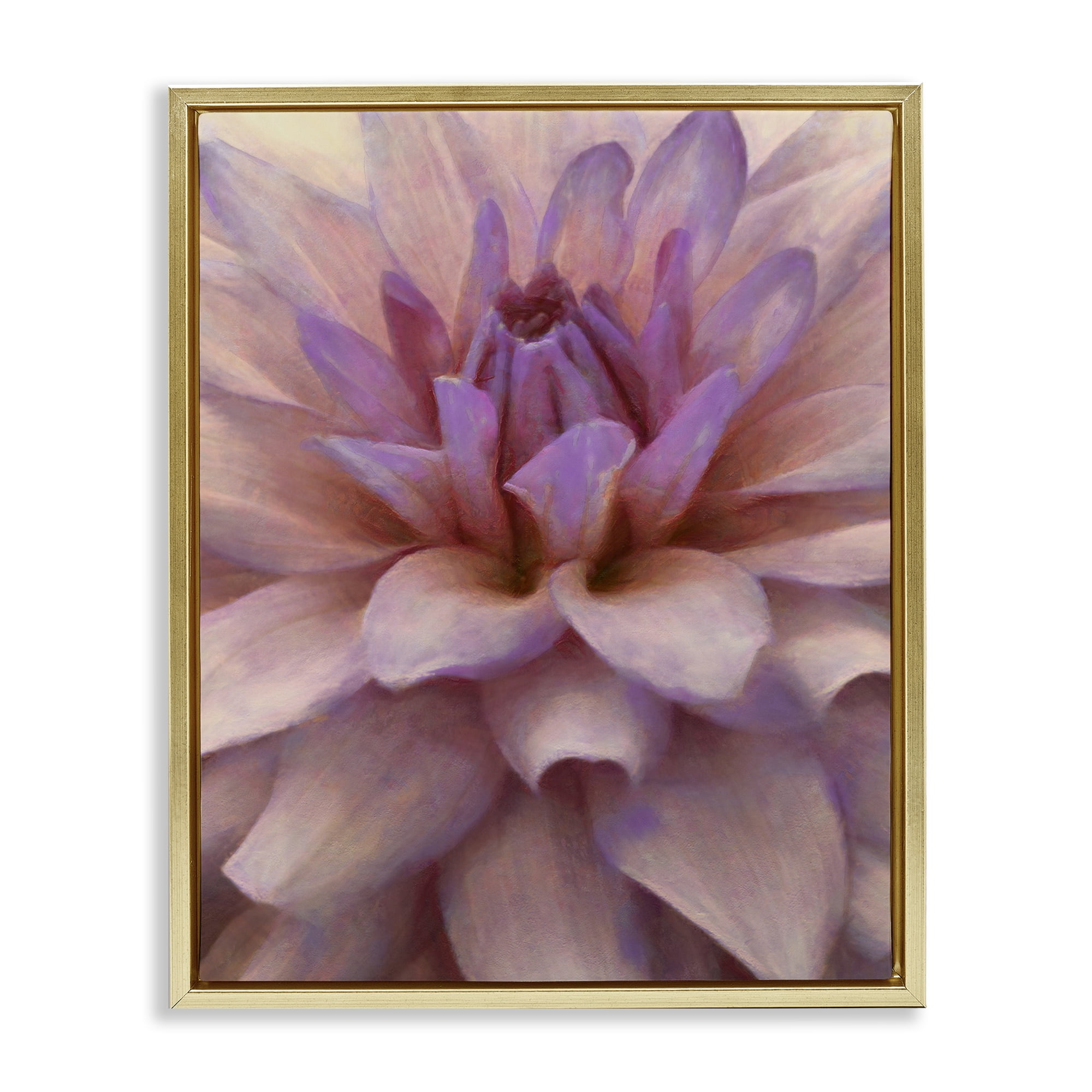 Stupell Industries Purple Dahlia Petals Botanical & Floral Painting Gold Floater Framed Art Print Wall Art, 17 x 21