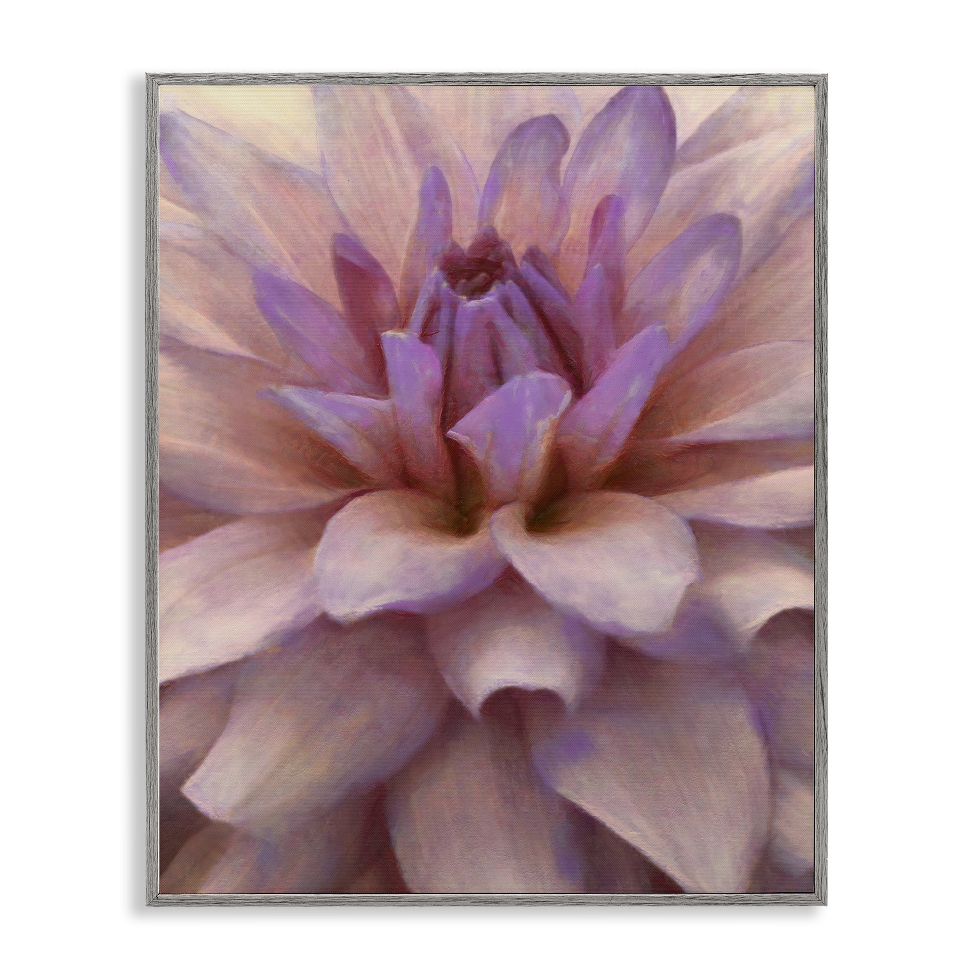 Stupell Industries Purple Dahlia Petals Botanical & Floral Painting Gray Framed Art Print Wall Art, 11 x 14