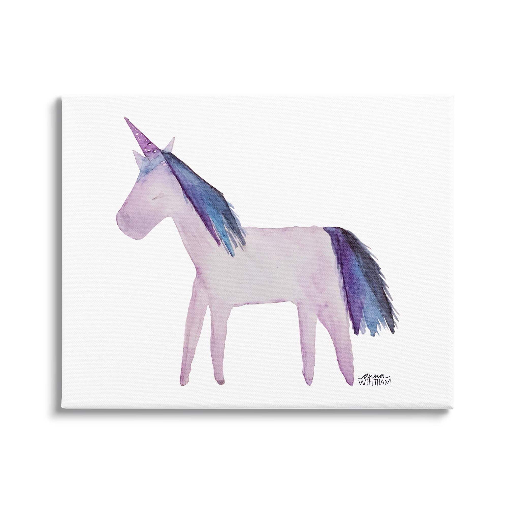 Stupell Industries Purple Fantasy Unicorn Pony Watercolor Effect Painting Canvas Wall Art, 20 x 16, Design by Anna Whitham