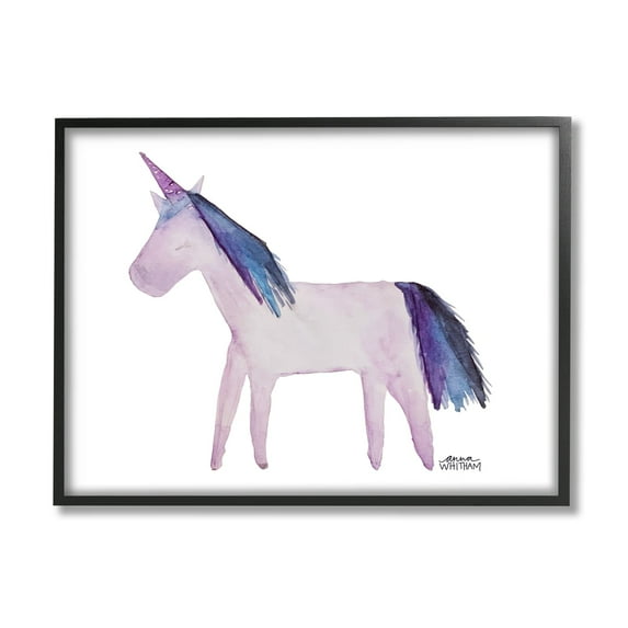 Stupell Industries Purple Fantasy Unicorn Pony Watercolor Effect Painting Framed Wall Art, 20 x 16, Design by Anna Whitham