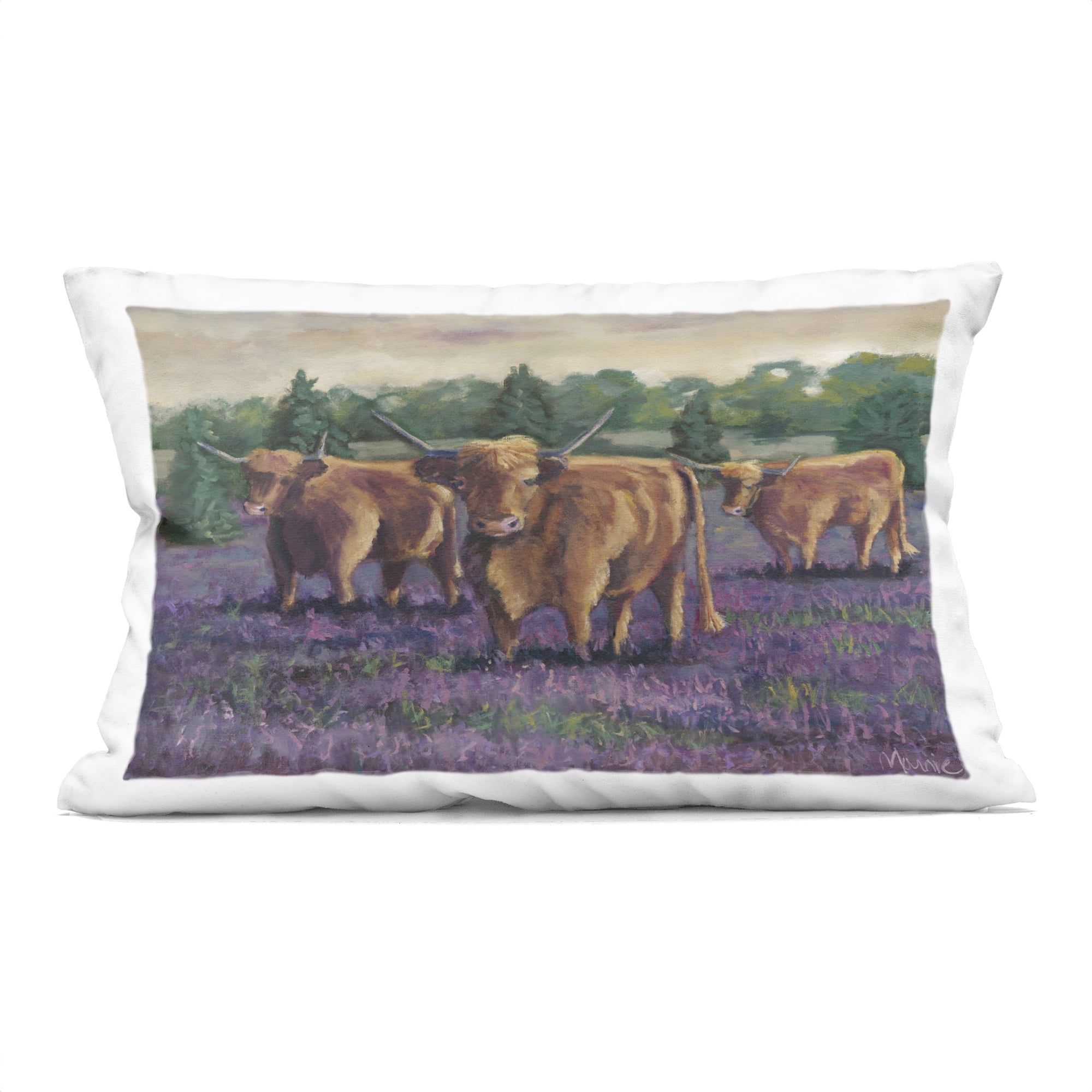 Stupell Industries Purple Fields & Cows Decorative Printed Throw Pillow, design by Marnie Bourque
