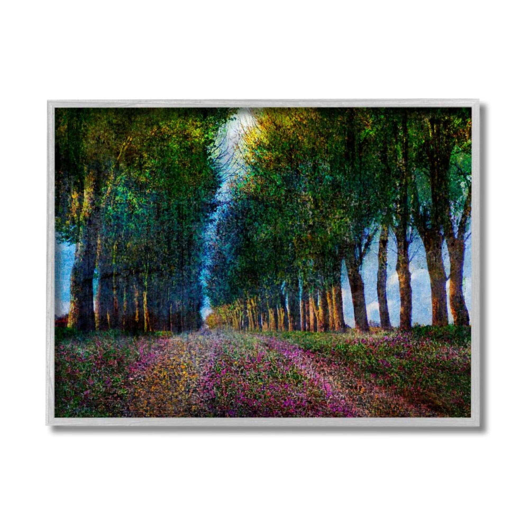 Stupell Industries Purple Floral Field Between Tree Row Landscape Design by Chris Vest