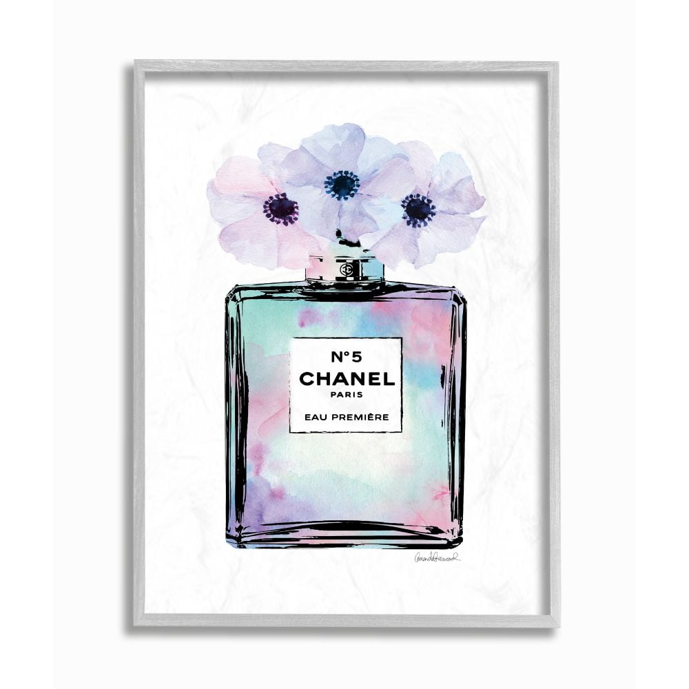 Stupell Industries Purple Flower Perfume Glam Fashion Design Framed