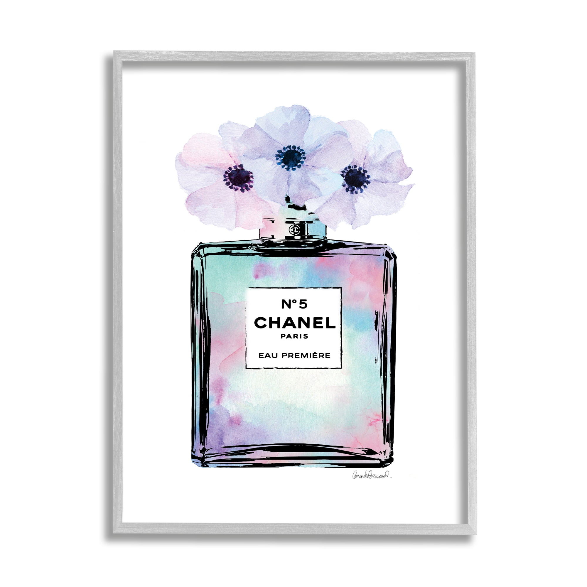 Stupell Industries Purple Flower Perfume Glam Fashion Design Framed Wall Art by Amanda Greenwood