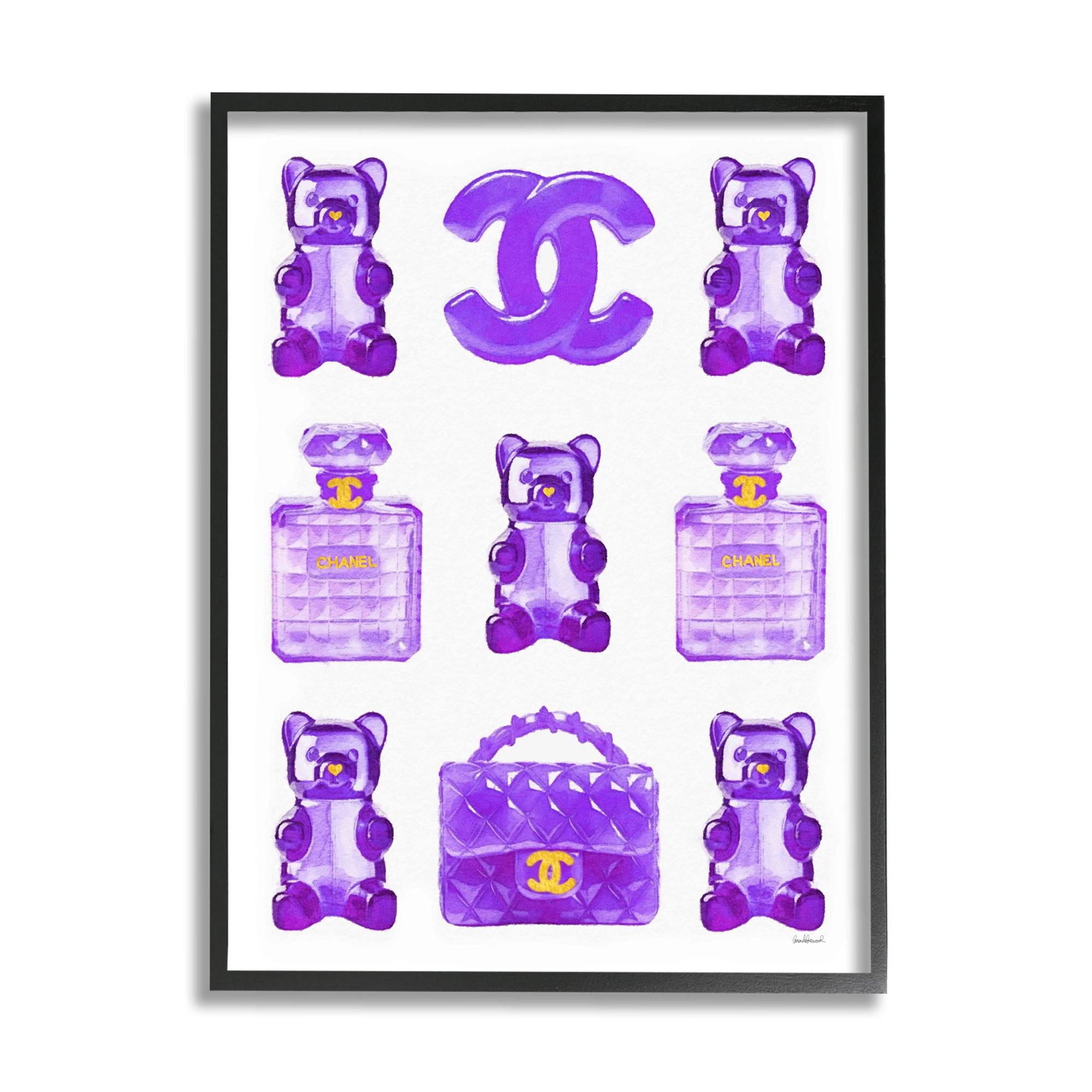 Stupell Industries Purple Glam Gummy Candy Beauty & Fashion Painting Black Framed Art Print Wall Art, 11 x 14