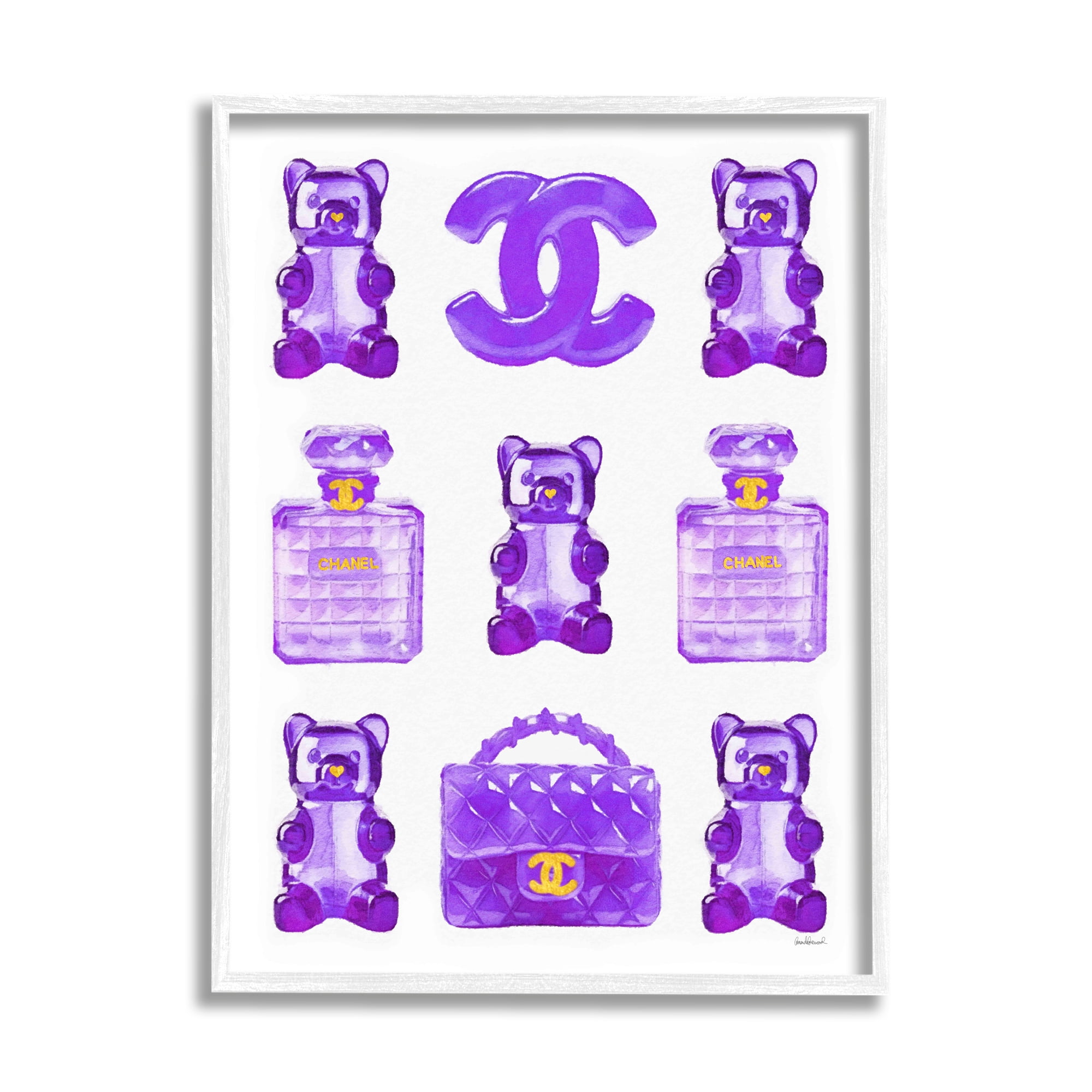 Stupell Industries Purple Glam Gummy Candy Beauty & Fashion Painting White Framed Art Print Wall Art, 11 x 14