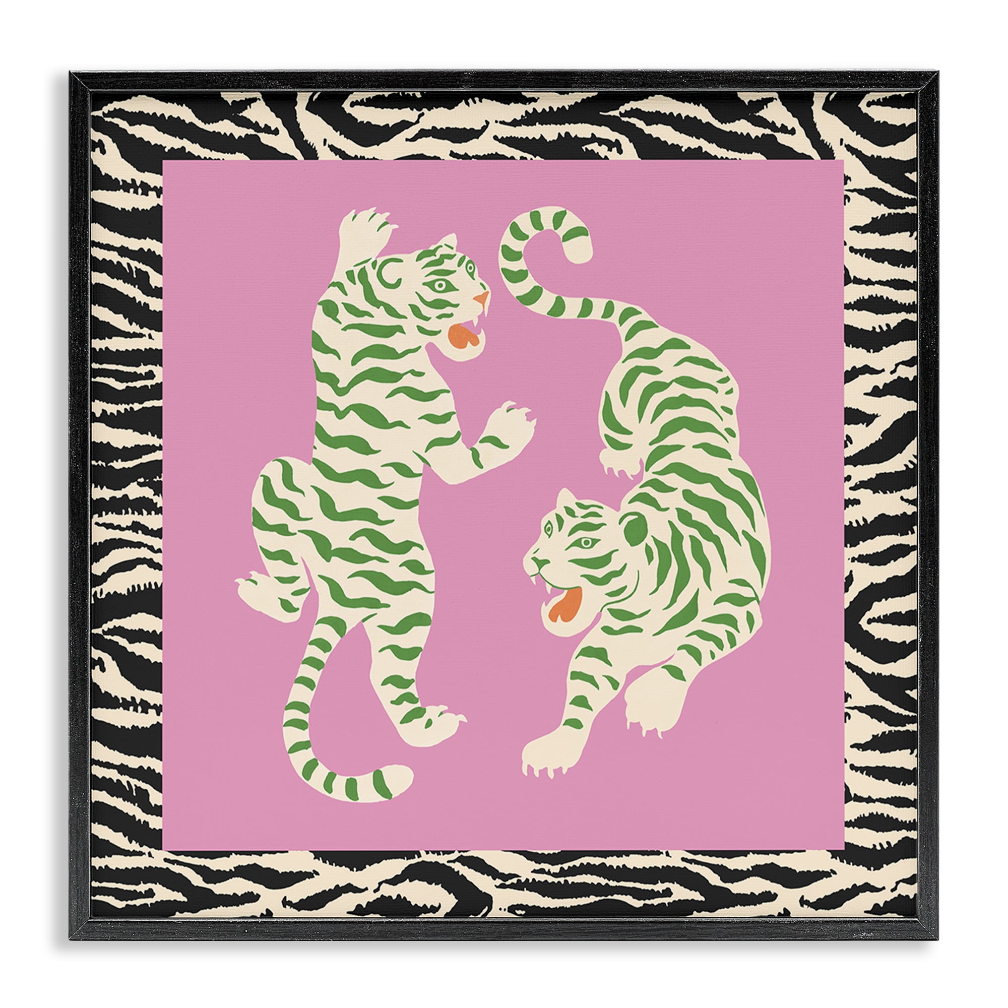 Stupell Industries Purple & Green Twin Tigers Black Framed Giclee Art, design by Karolina Sato