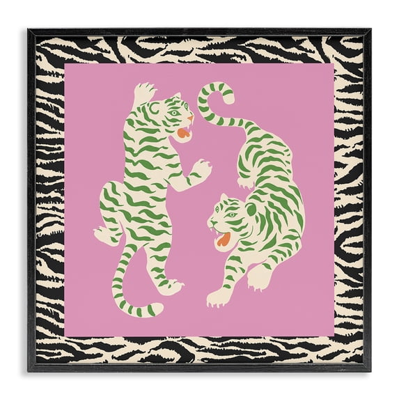Stupell Industries Bohemian Purple & Green Twin Tigers Black Framed Giclee Art, 12 x 12, by Karolina Sato