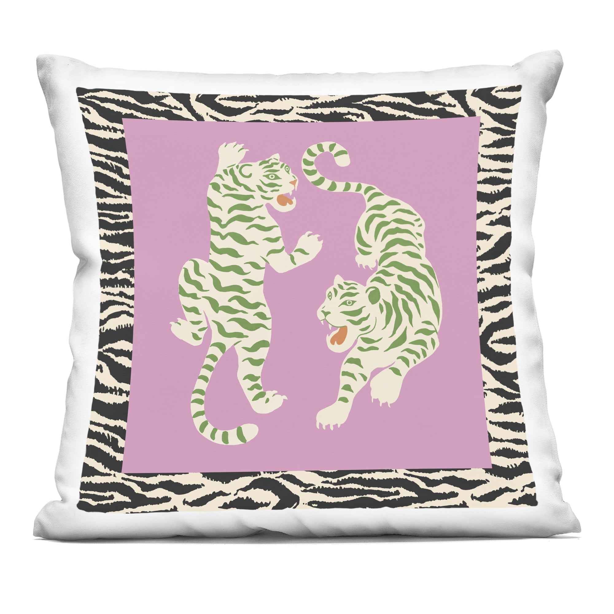 Stupell Industries Purple & Green Twin Tigers Decorative Printed Throw Pillow, design by Karolina Sato, 18 x 7 x 18