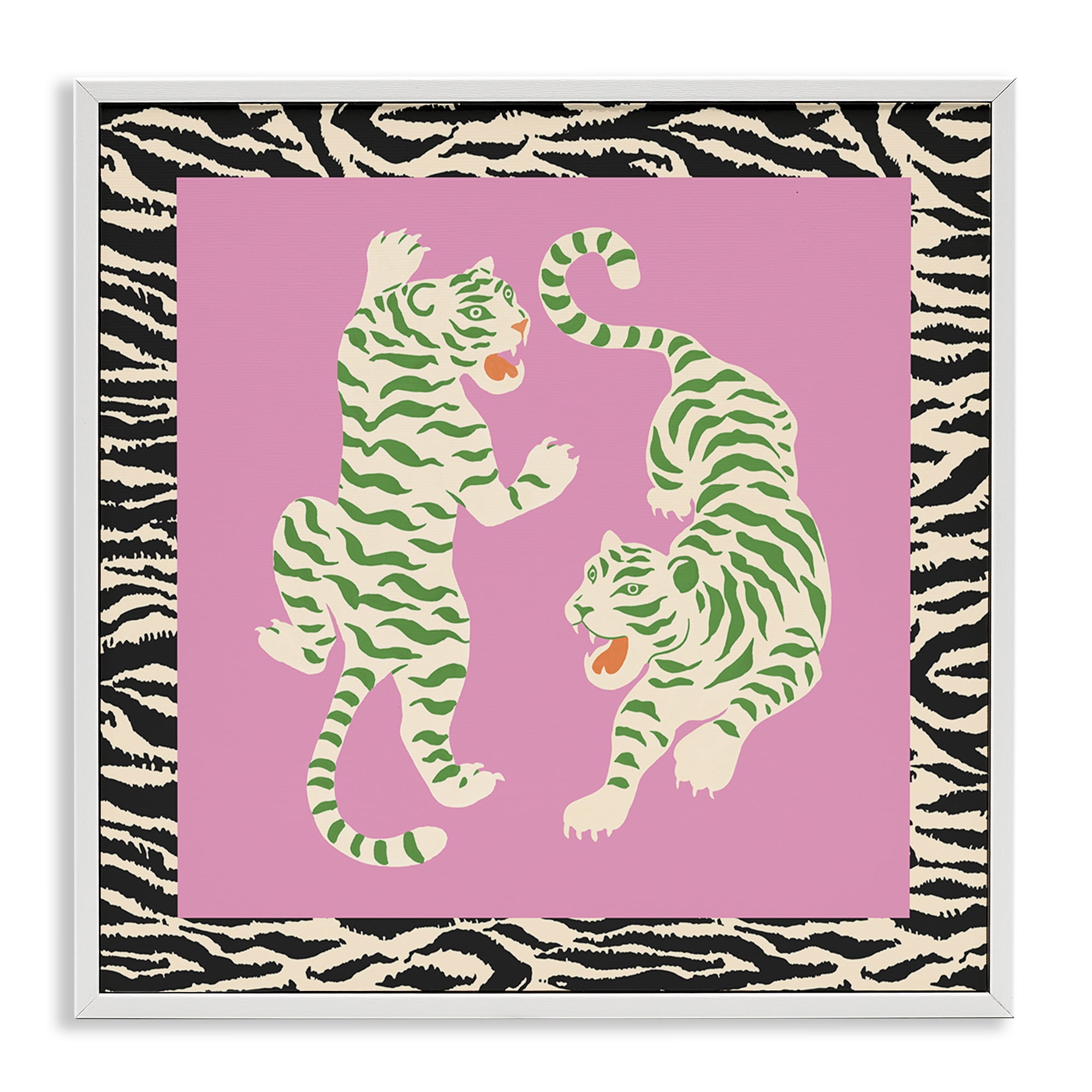 Stupell Industries Purple & Green Twin Tigers White Framed Giclee Art, design by Karolina Sato