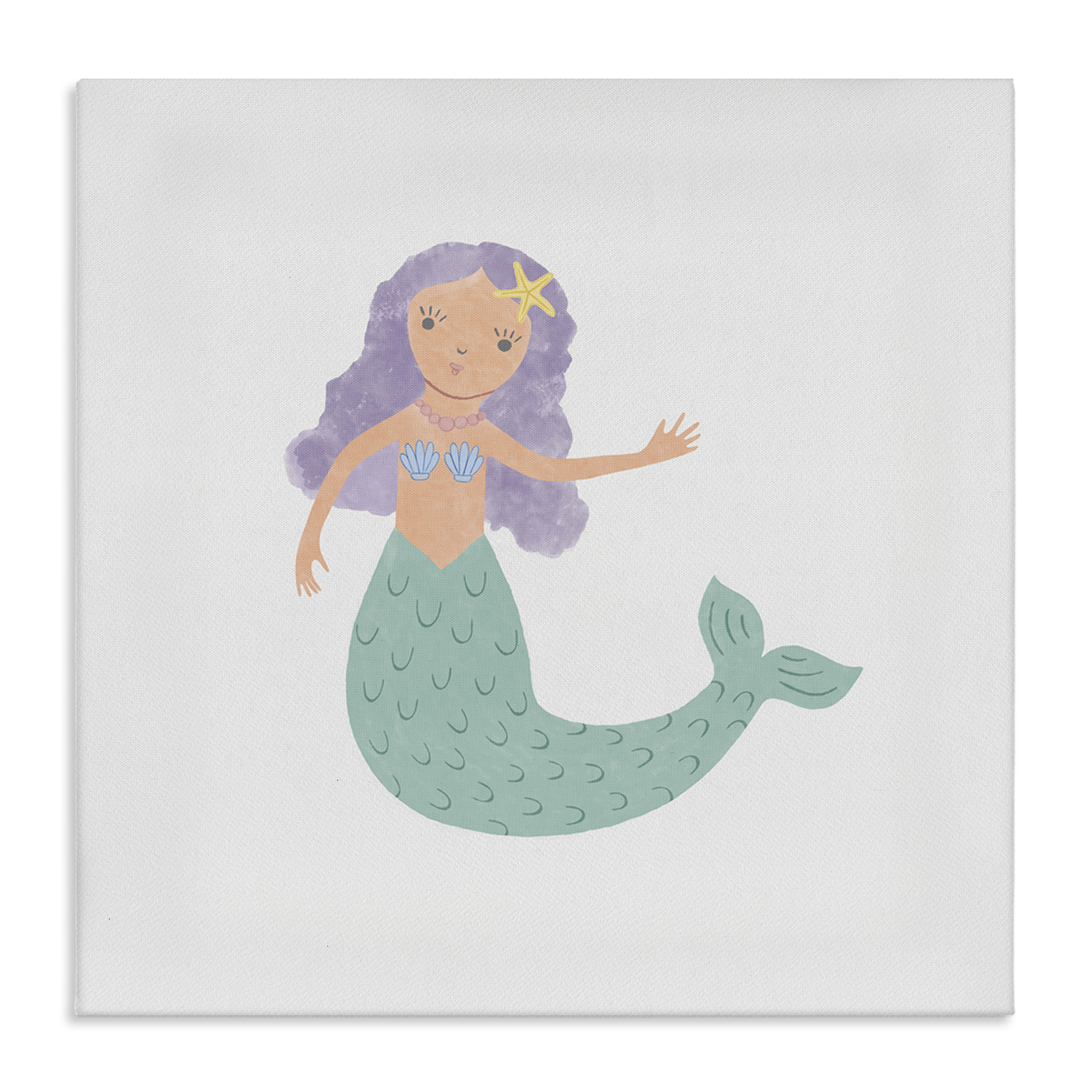 Stupell Industries Purple Hair Mermaid Fantasy & Sci-Fi Painting Wrapped Canvas Art Print Wall Art, 17 x 17