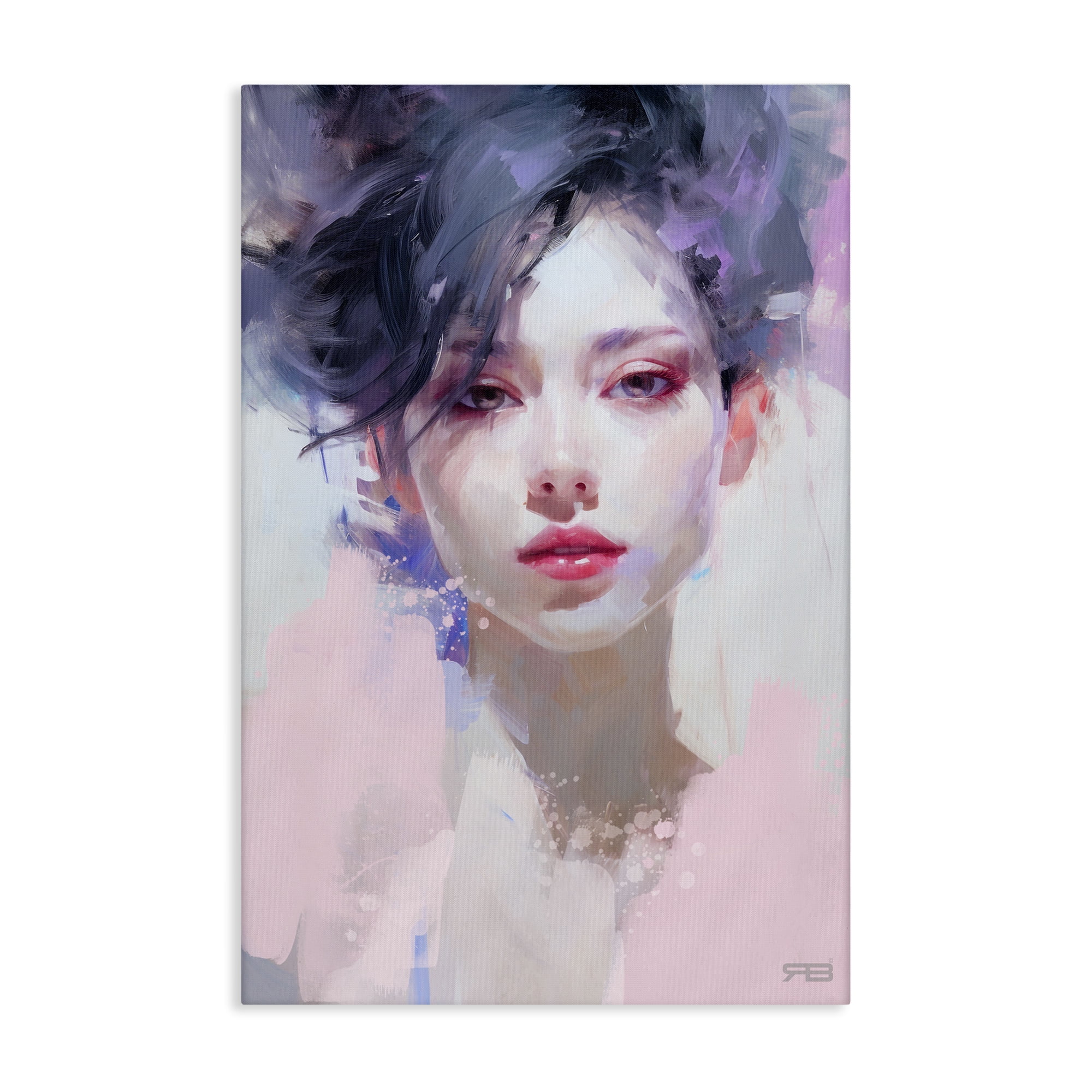 Stupell Industries Purple Haired Woman Novelty Painting Gallery Wrapped Canvas Art Print Wall Art, 30 x 45