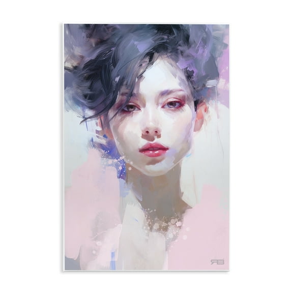 Stupell Industries Purple Haired Woman Novelty Painting Unframed Art Print Wall Art, 10 x 15