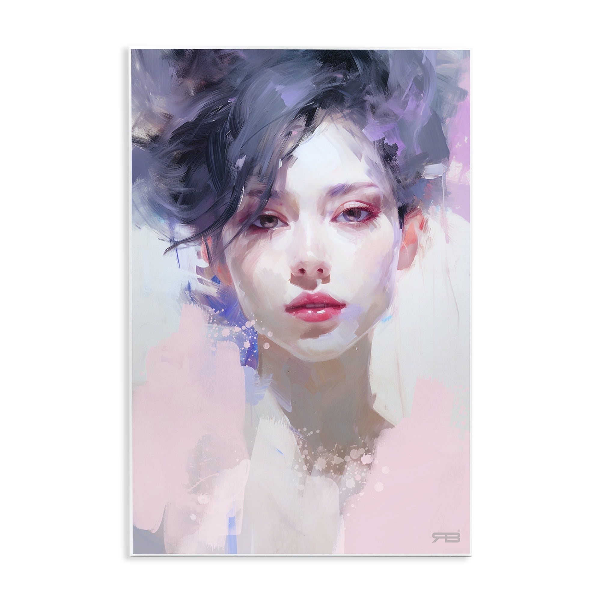 Stupell Industries Purple Haired Woman Novelty Painting Unframed Art Print Wall Art, 13 x 19
