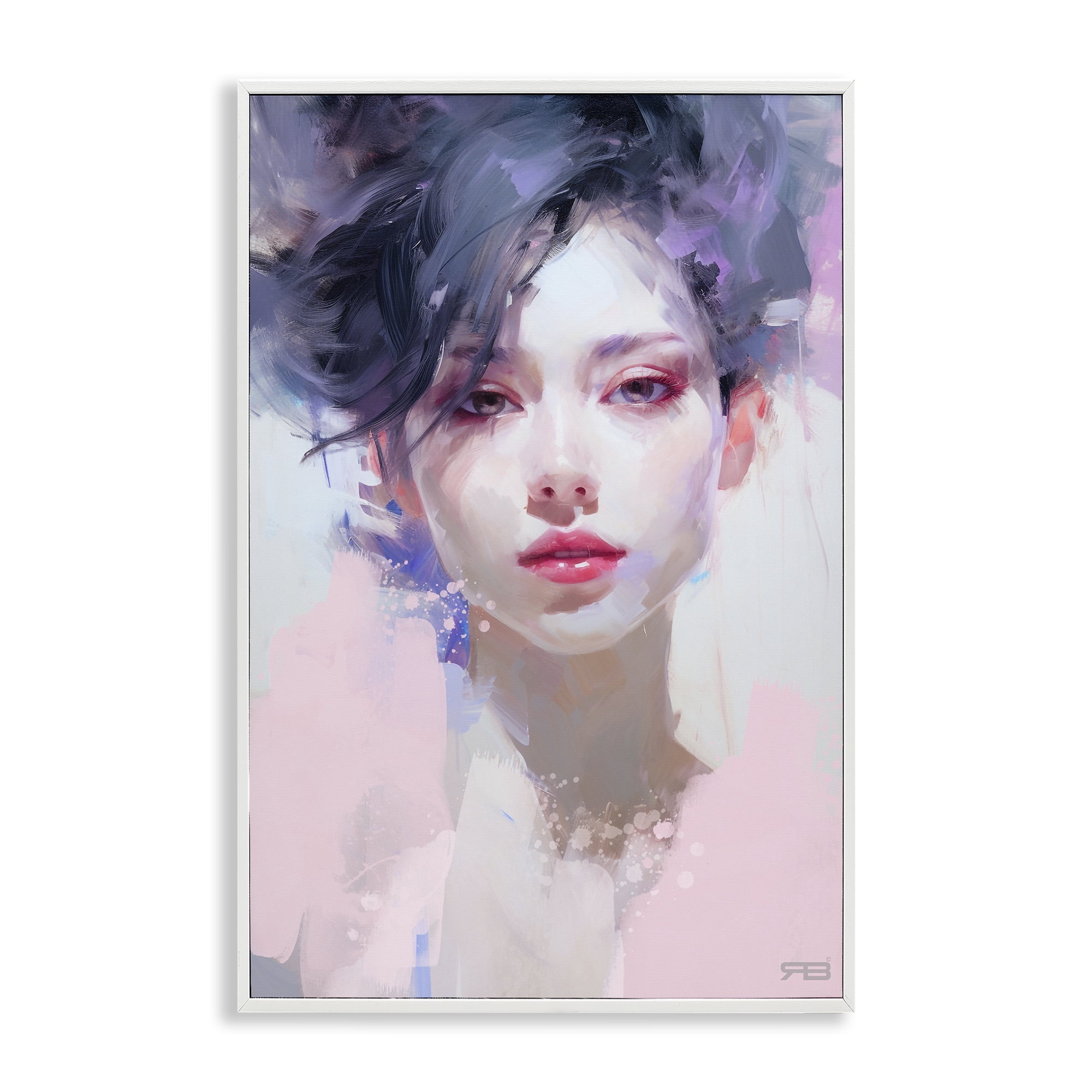 Stupell Industries Purple Haired Woman Novelty Painting White Framed Art Print Wall Art, 20 x 30