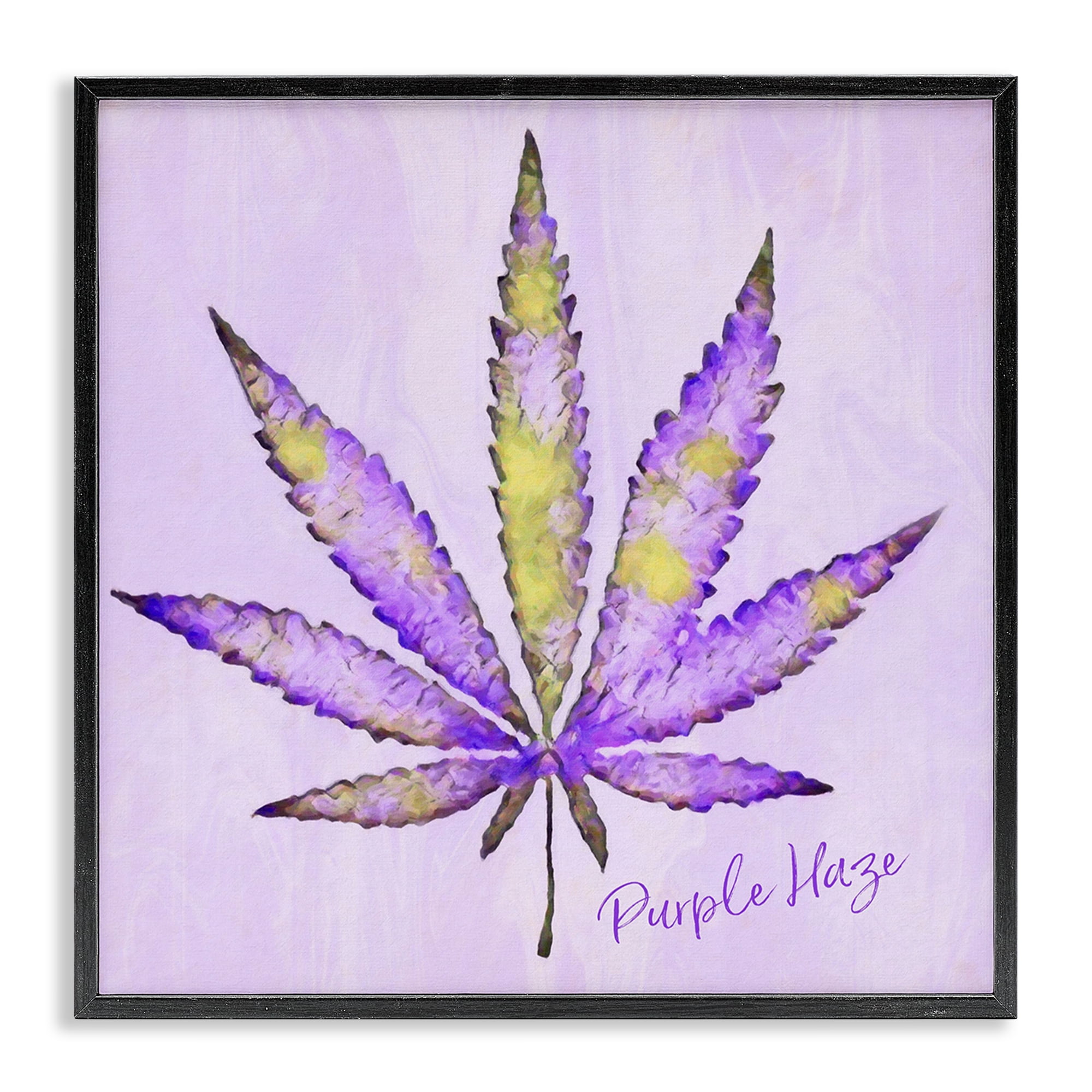 Stupell Industries Purple Haze Plant Leaf Plants & Flowers Painting Black Framed Art Print Wall Art, 24 x 24