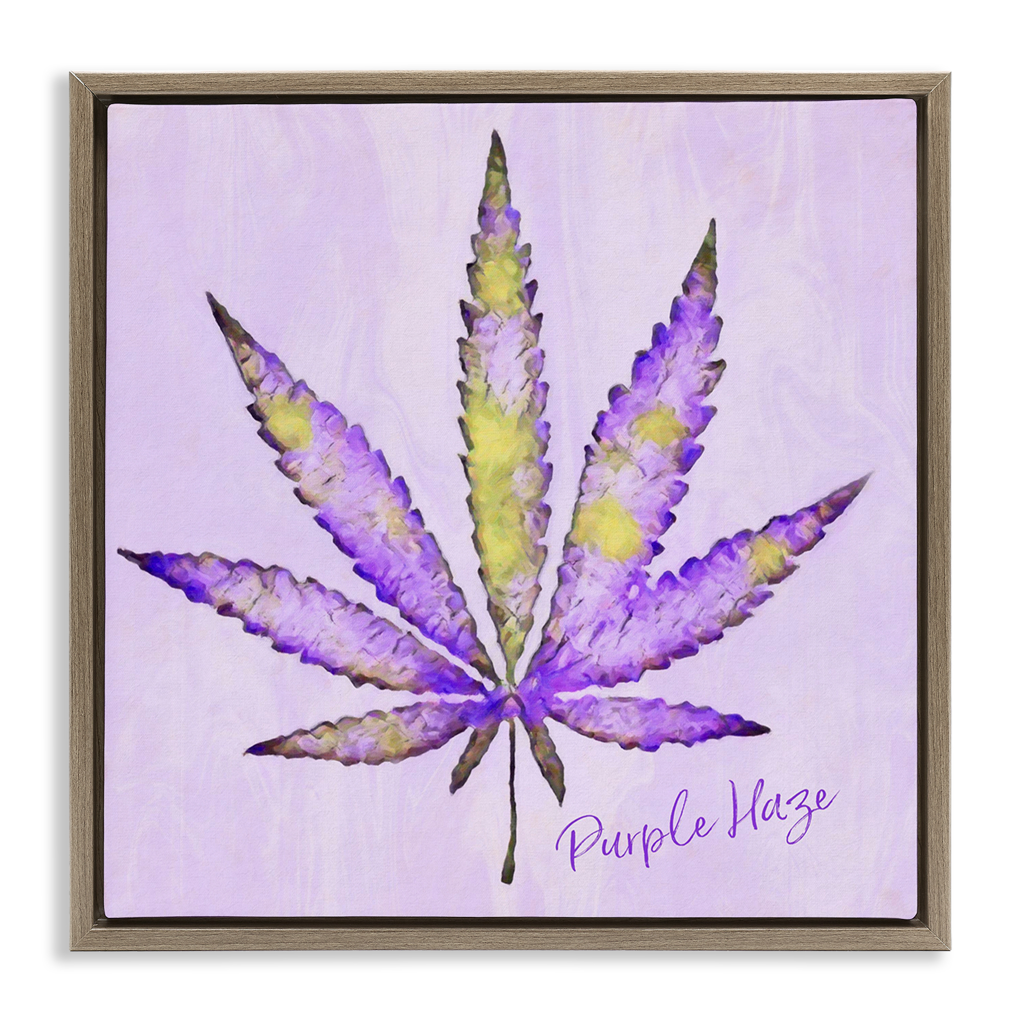 Stupell Industries Purple Haze Plant Leaf Plants & Flowers Painting Brown Floater Framed Canvas Art Print Wall Art, 25 x 25