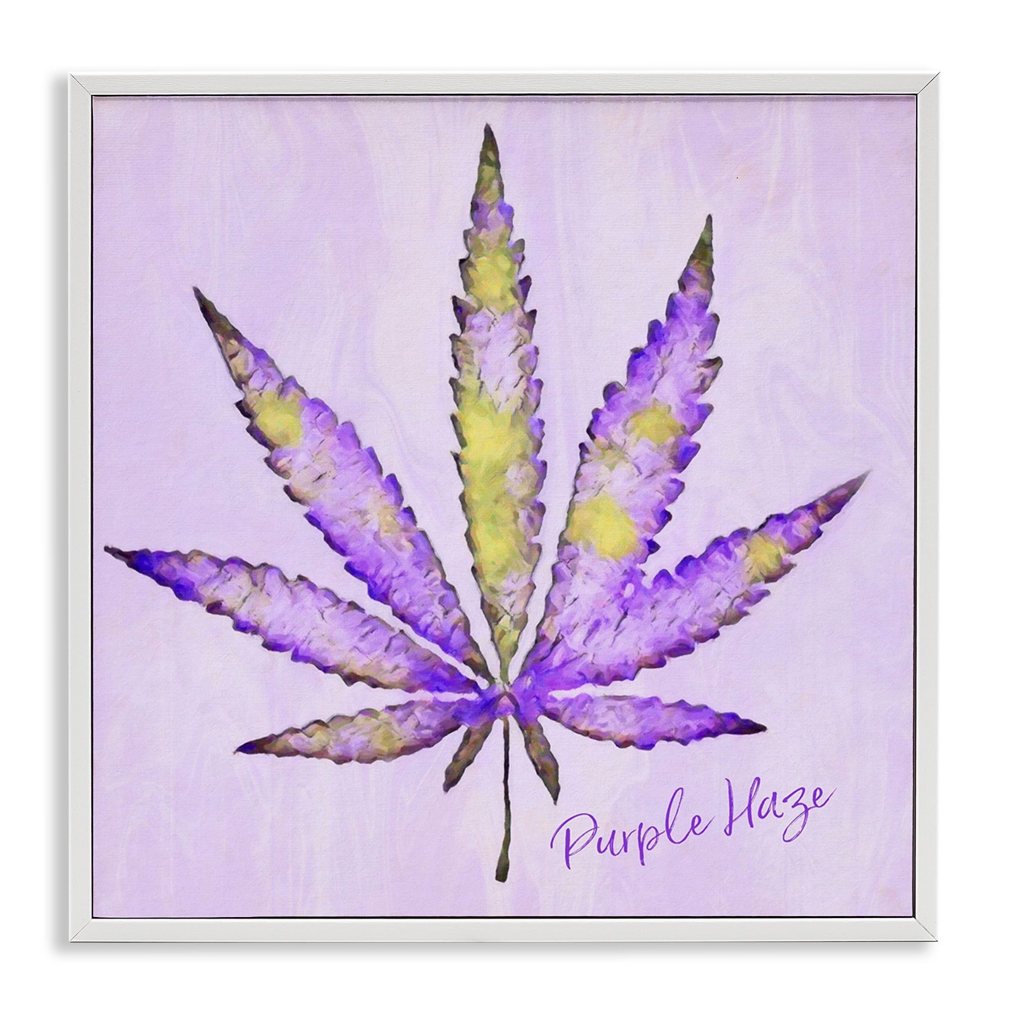 Stupell Industries Purple Haze Plant Leaf Plants & Flowers Painting White Framed Art Print Wall Art, 17 x 17