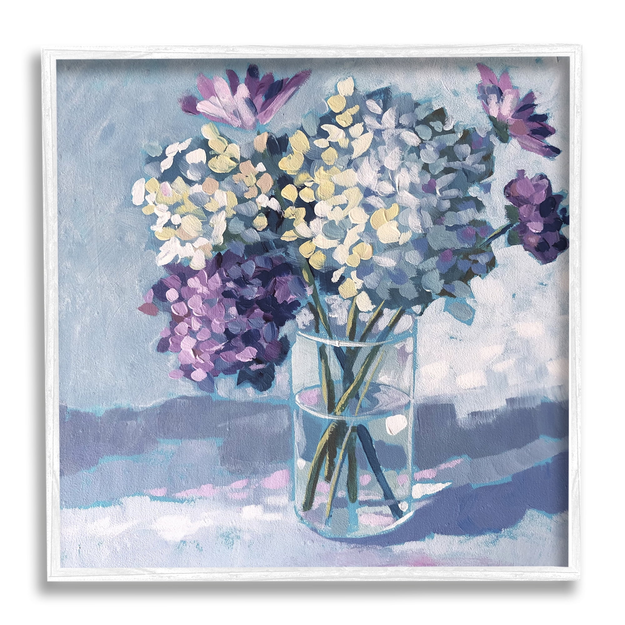 Stupell Industries Purple Hydrangea Flower Bouquet Layered Blossoms Arrangement Framed Wall Art, 12 x 12, Design by Sue Riger