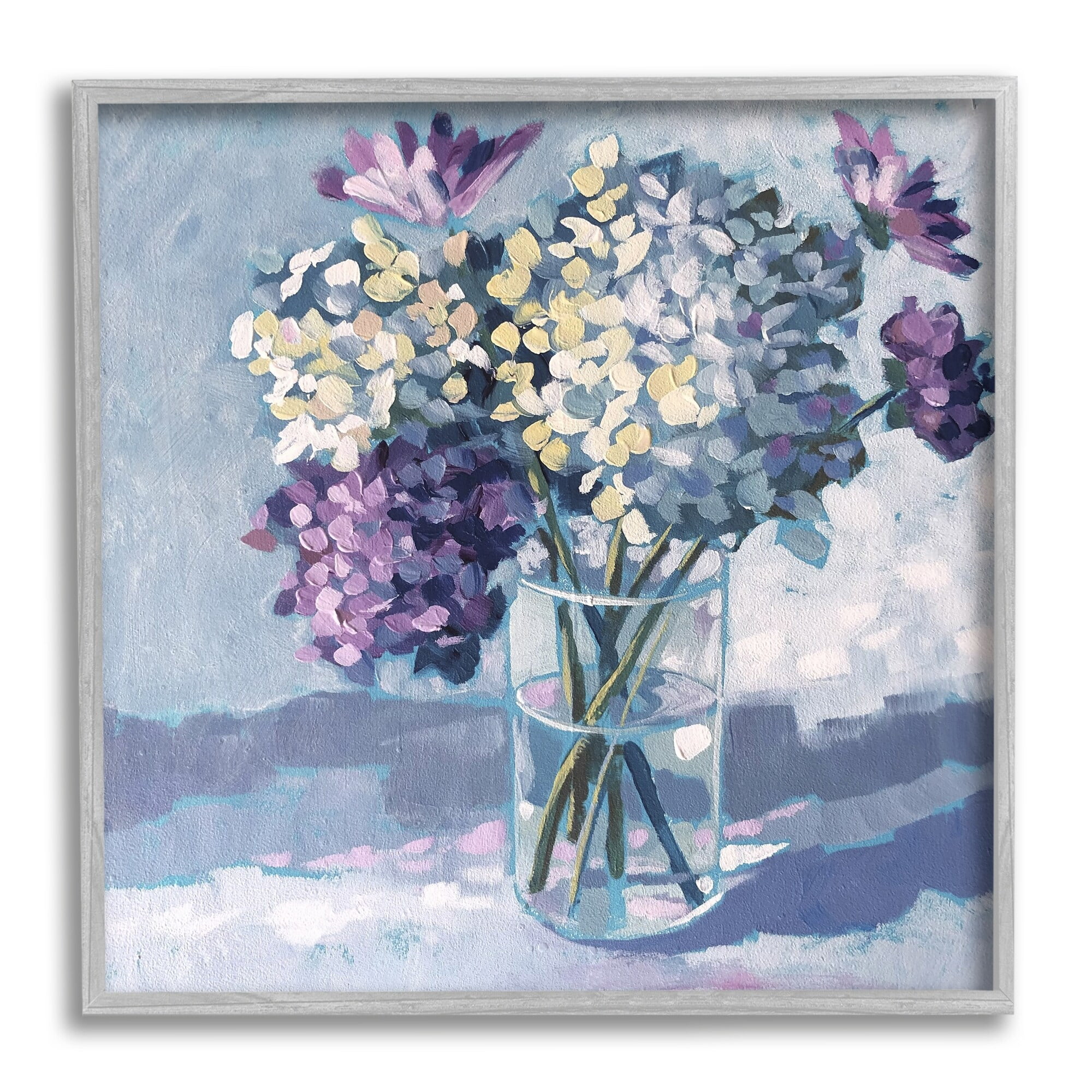 Stupell Industries Purple Hydrangea Flower Bouquet Layered Blossoms Arrangement Framed Wall Art, 17 x 17, Design by Sue Riger