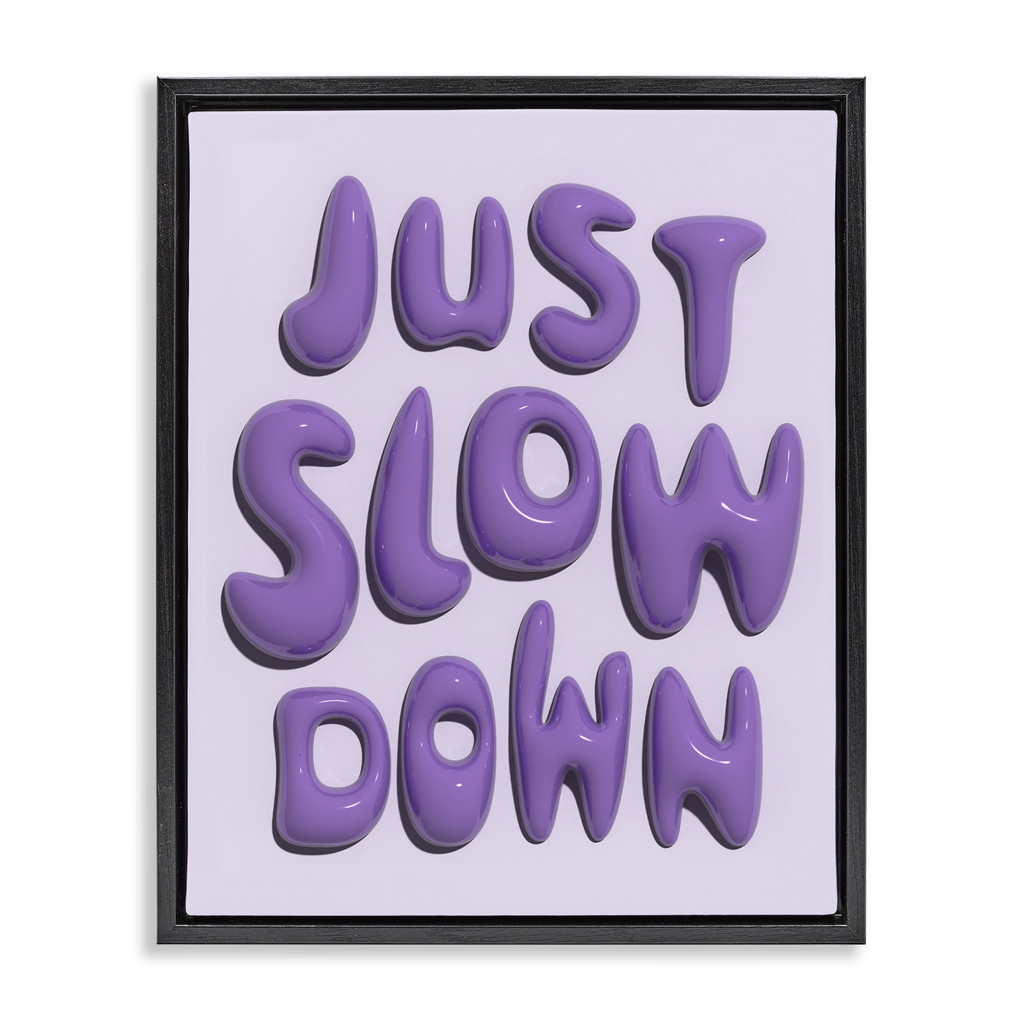Stupell Industries Purple Just Slow Down Text & Numbers Painting Black Floater Framed Canvas Art Print Wall Art, 25 x 31