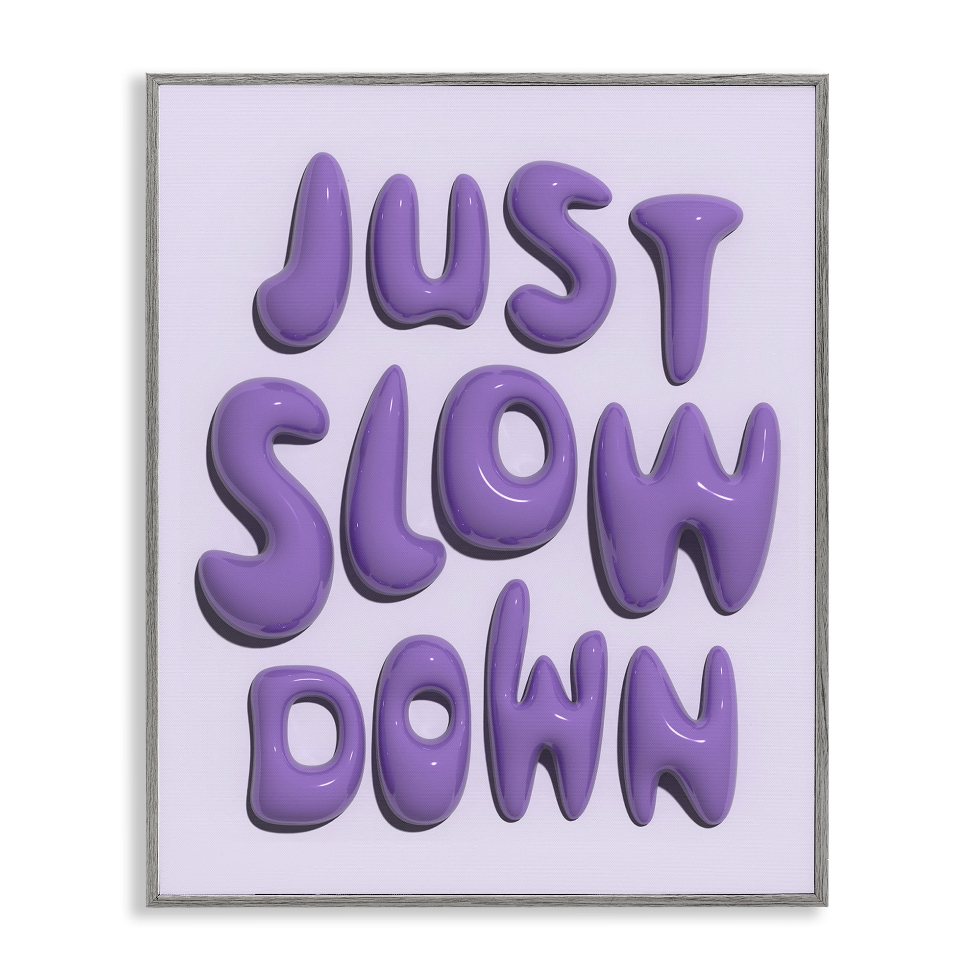 Stupell Industries Purple Just Slow Down Text & Numbers Painting Gray Framed Art Print Wall Art, 16 x 20