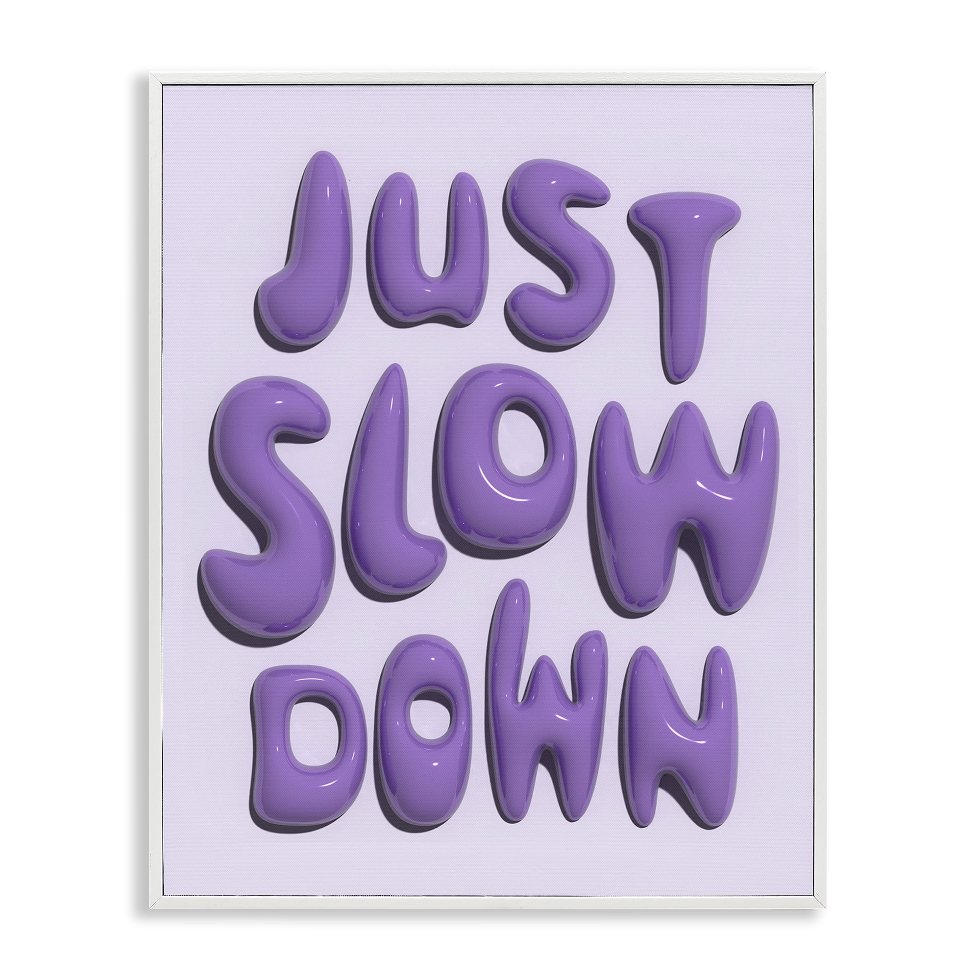 Stupell Industries Purple Just Slow Down Text & Numbers Painting White Framed Art Print Wall Art, 11 x 14