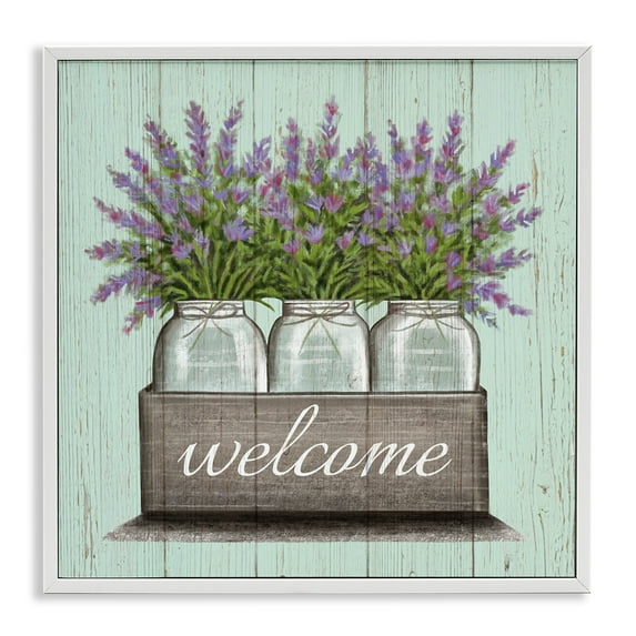 Stupell Industries Purple Lavender Florals in Jars Botanical & Floral Painting White Framed Art Print Wall Art, 17 x 17