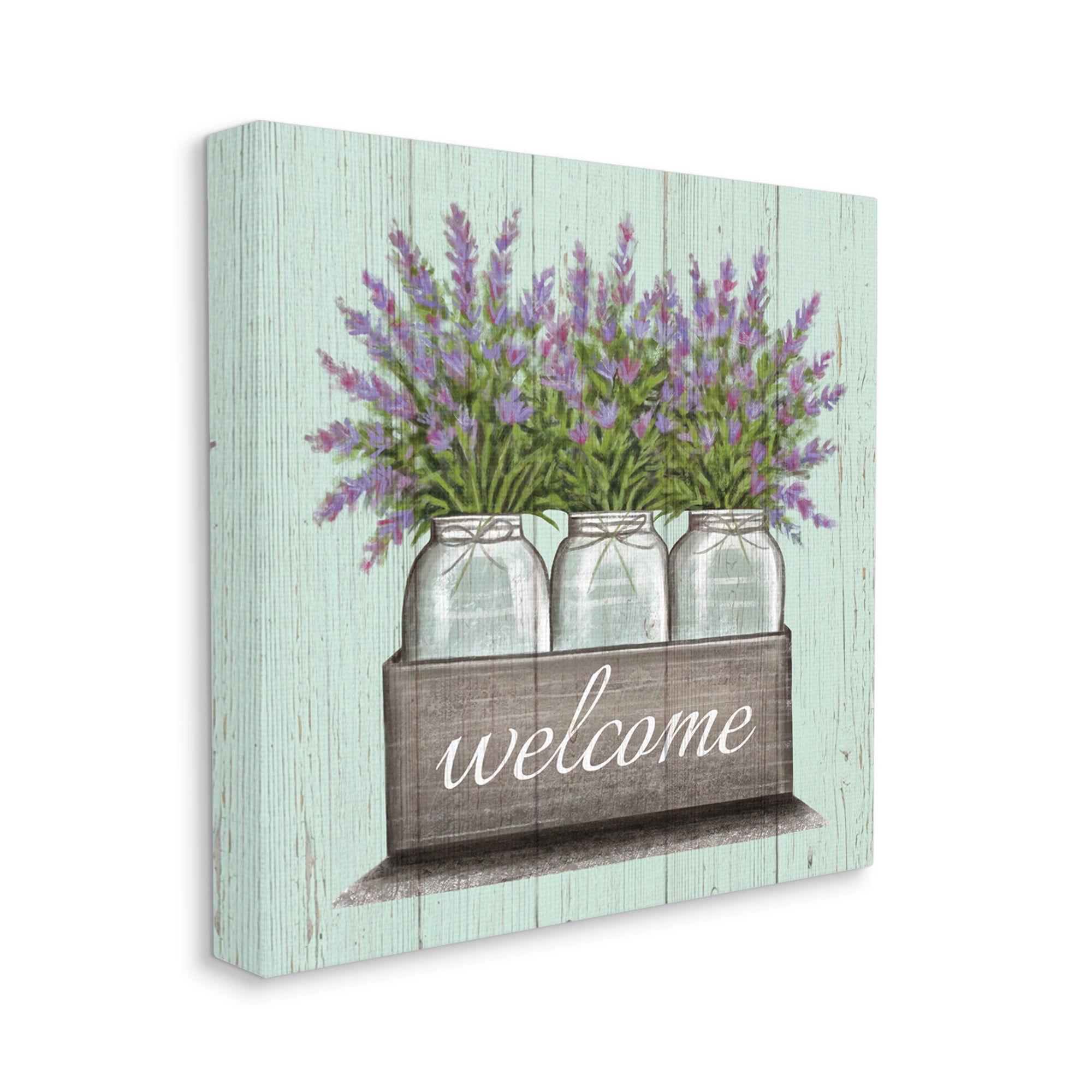 Stupell Industries Purple Lavender Florals in Jars Welcome Sentiments,30 x 30,Designed by Elizabeth Tyndall