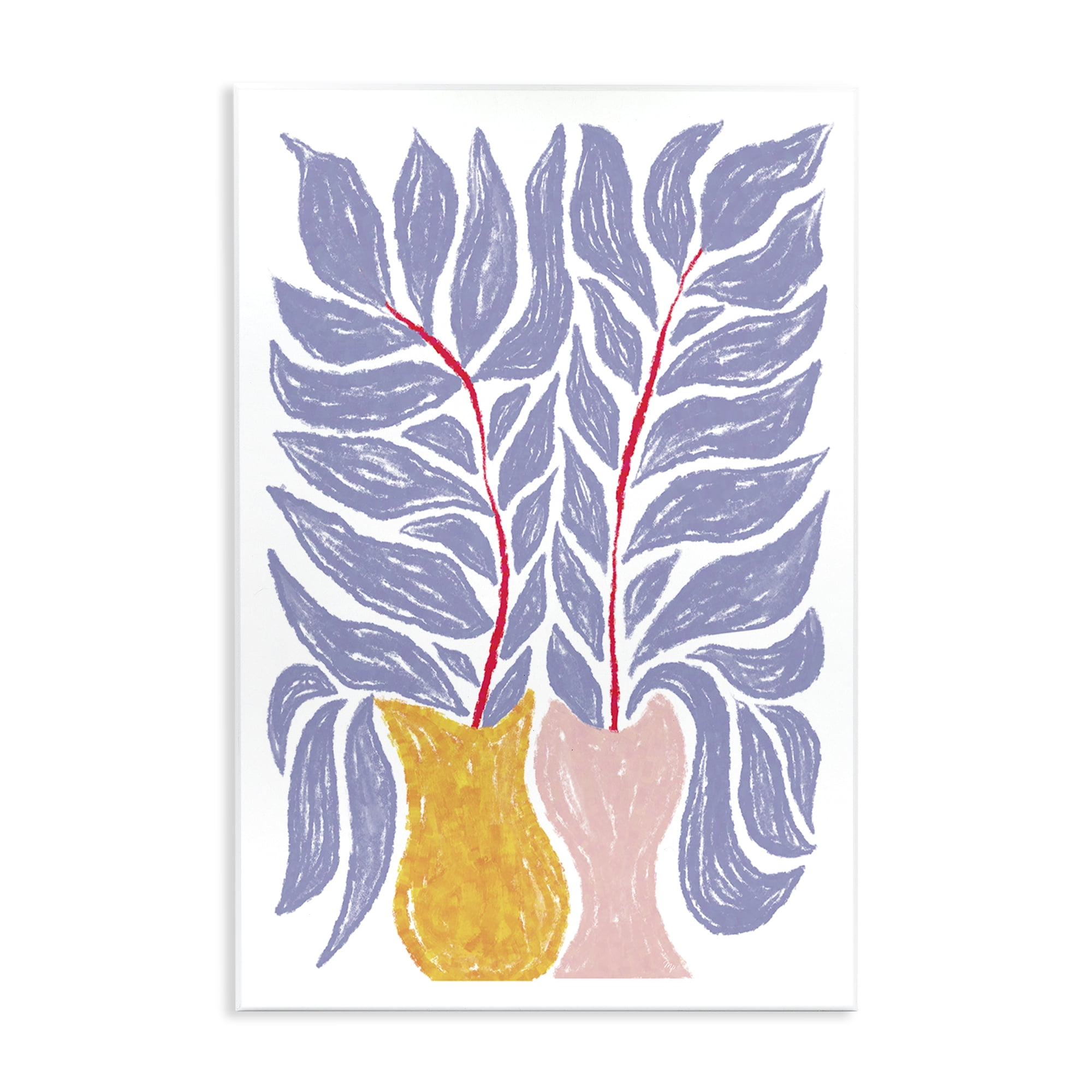 Stupell Industries Purple Leaves in Vases Plants & Flowers Painting Unframed Art Print Wall Art, 13 x 19