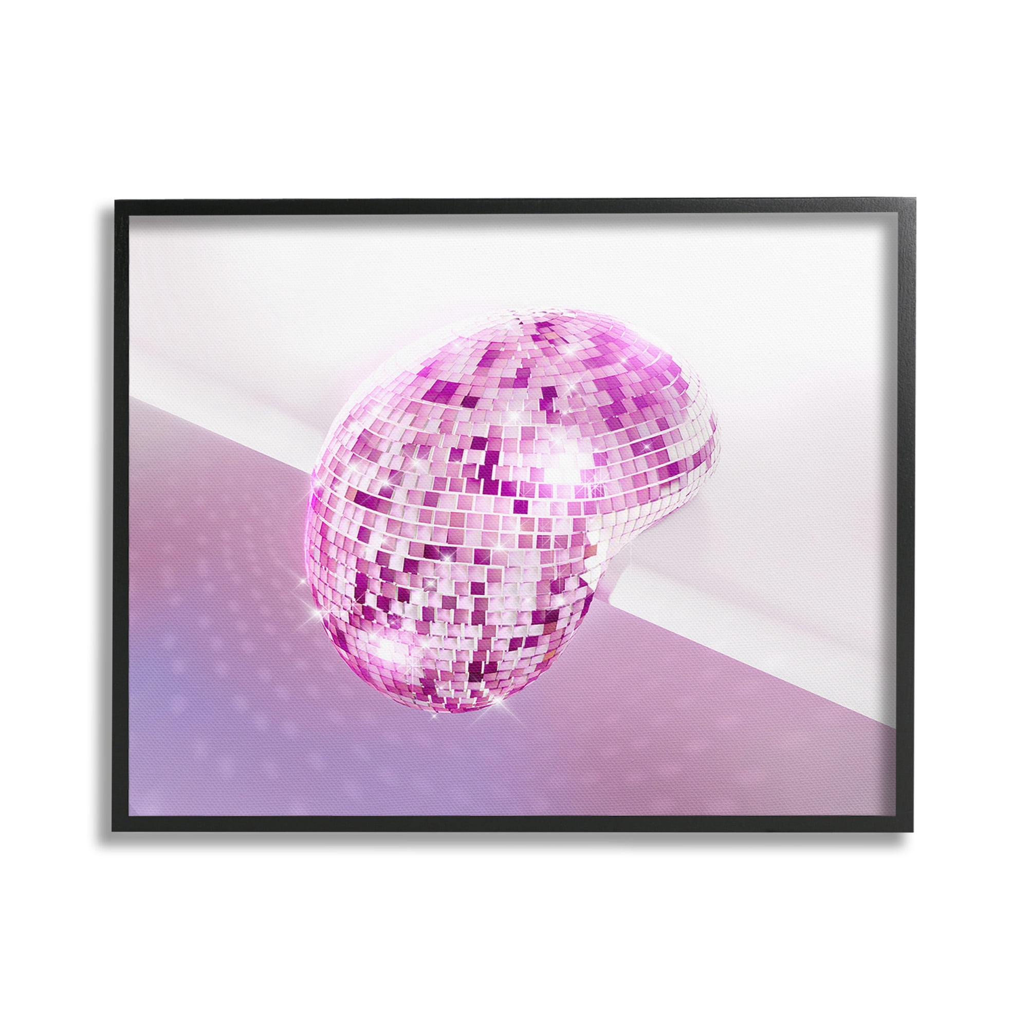 Stupell Industries Purple Melting Disco Ball Abstract Painting Black Framed Art Print Wall Art, 20 x 16