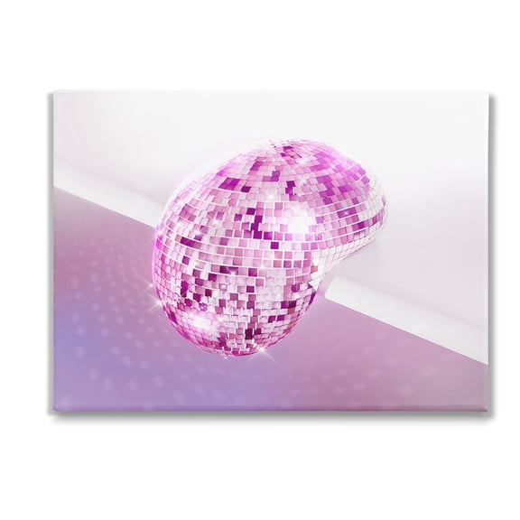 Stupell Industries Purple Melting Disco Ball Abstract Painting Gallery Wrapped Canvas Art Print Wall Art, 48 x 36
