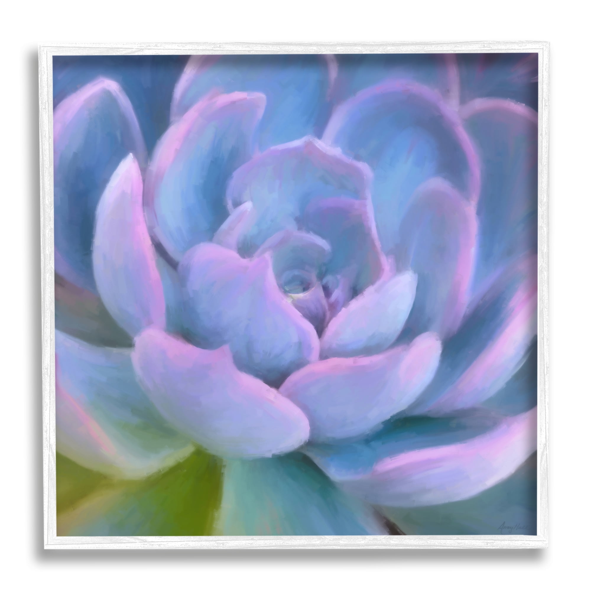 Stupell Industries Purple Modern Succulent Botanical & Floral Painting White Framed Art Print Wall Art, 17 x 17