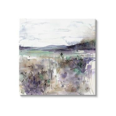 Stupell Industries Purple Mountain Distortion Landscape Painting Gallery Wrapped Canvas Art Print Wall Art, 17 x 17