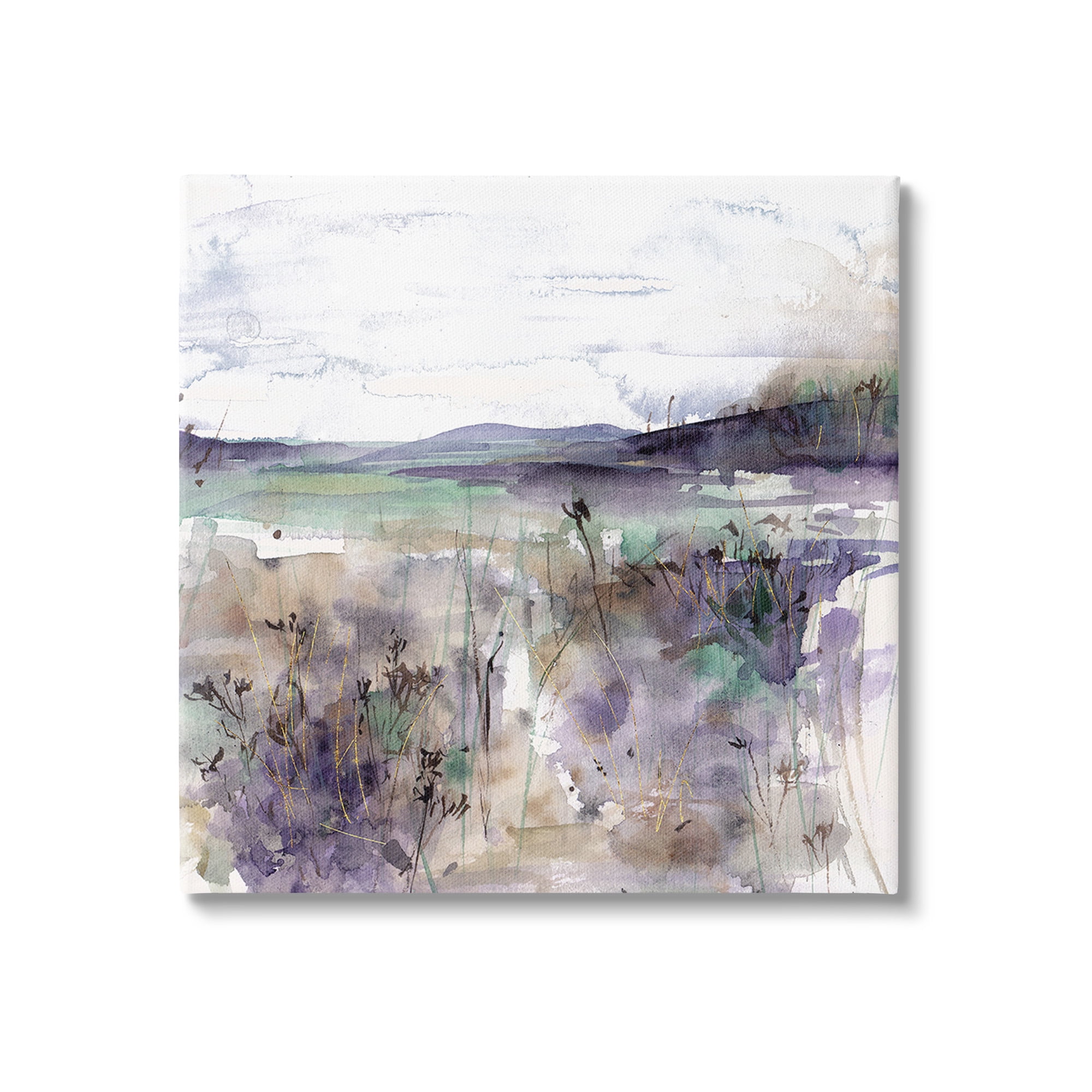 Stupell Industries Purple Mountain Distortion Landscape Painting Gallery Wrapped Canvas Art Print Wall Art, 24 x 24