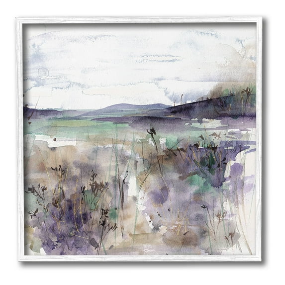 Stupell Industries Purple Mountain Distortion Landscape Painting White Framed Art Print Wall Art, 17 x 17