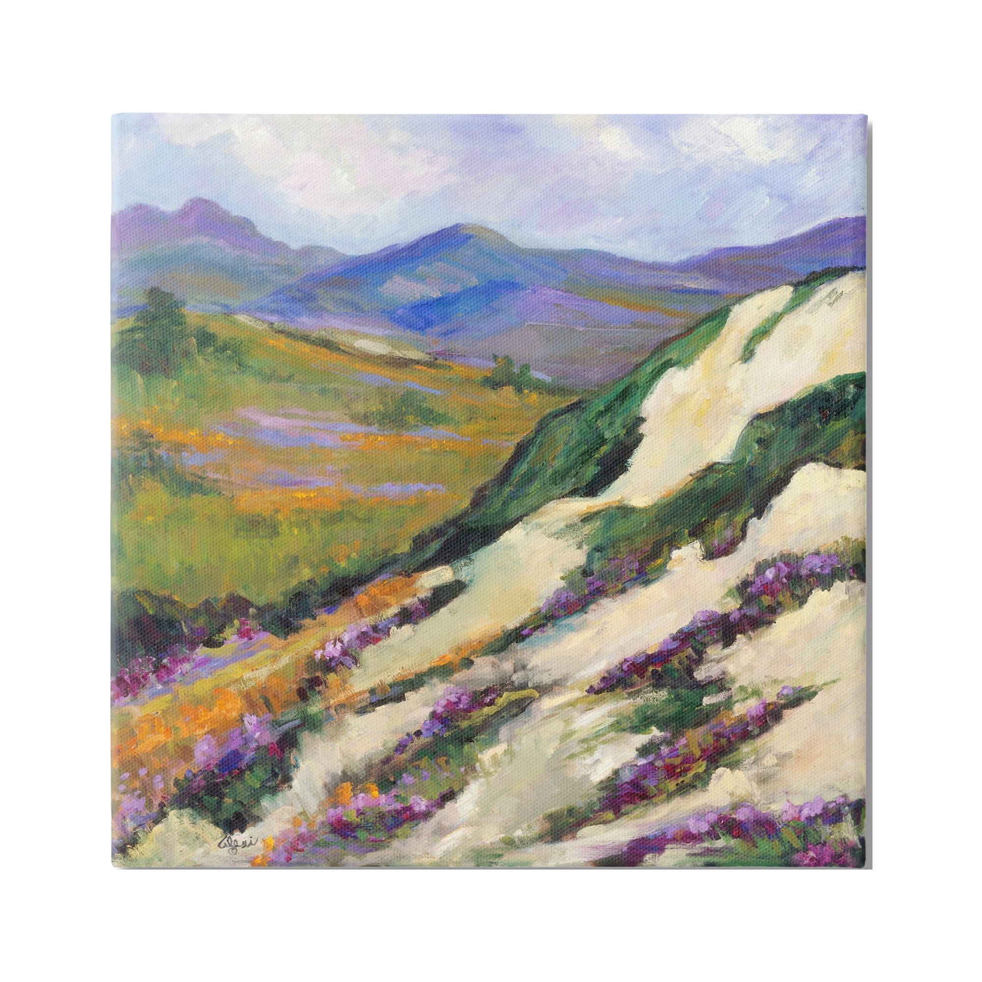 Stupell Industries Purple Mountains Landscape Landscape Painting Gallery Wrapped Canvas Art Print Wall Art, 24 x 24