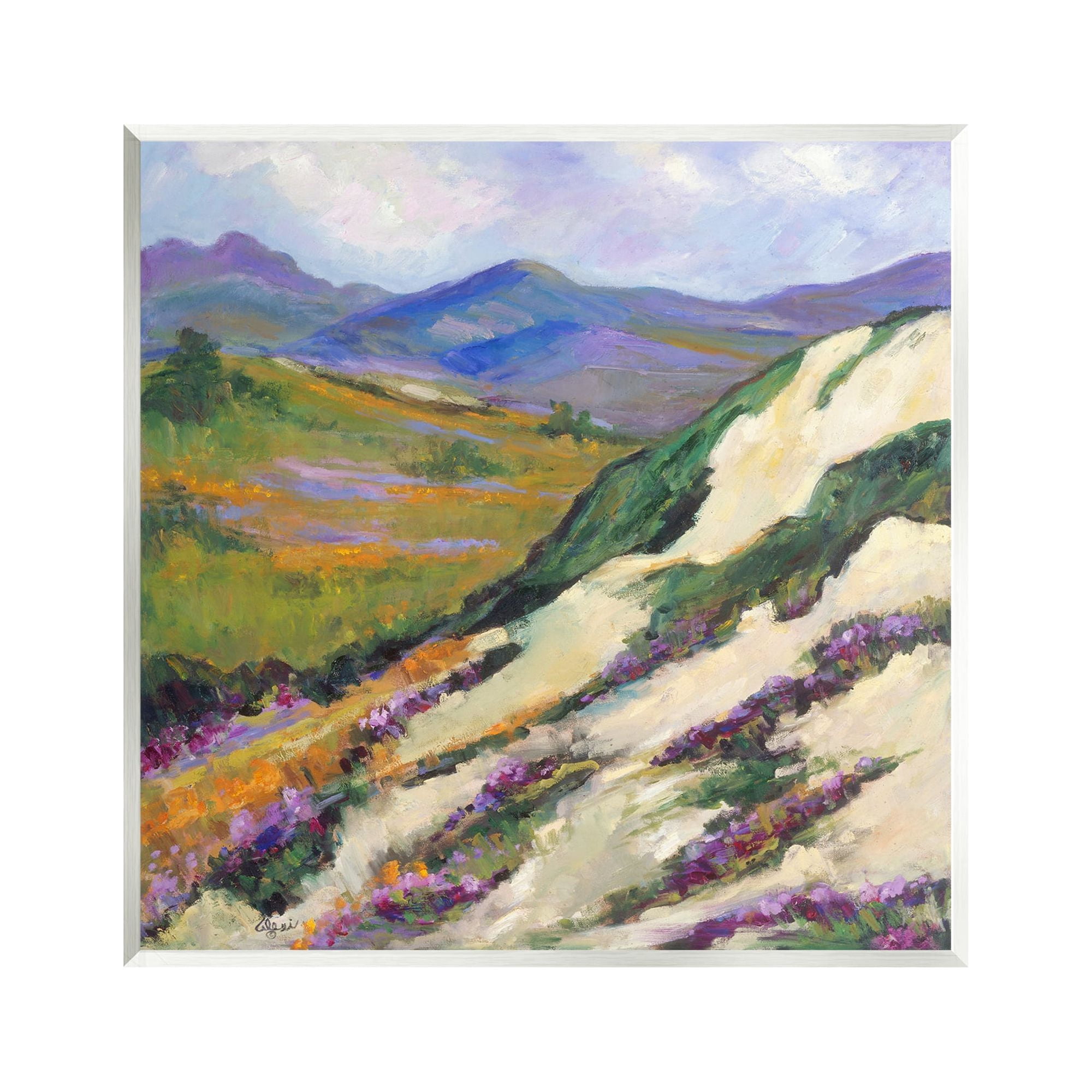 Stupell Industries Purple Mountains Landscape Landscape Painting Unframed Art Print Wall Art, 12 x 12