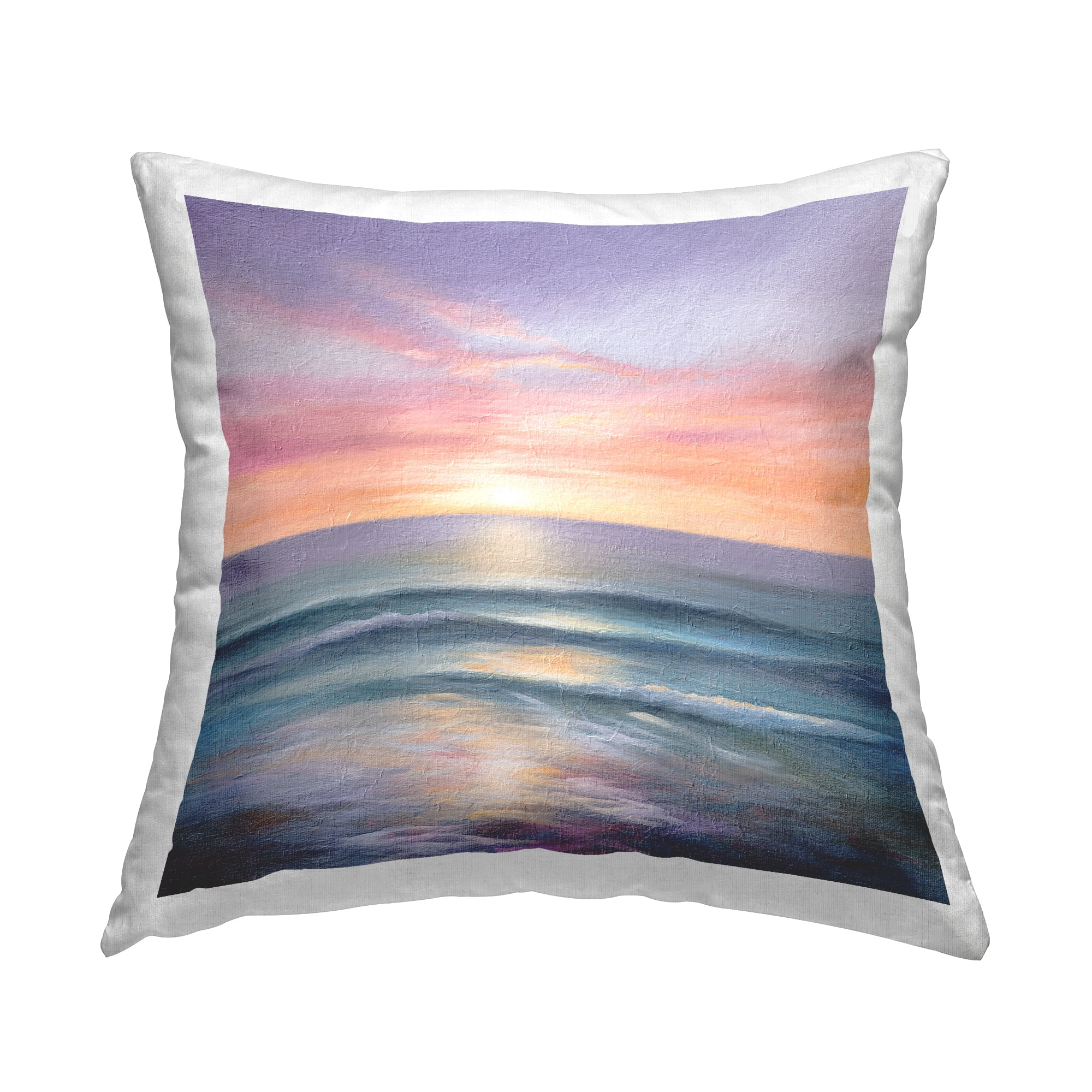 Stupell Industries Purple Ocean Sunrise Square Decorative Printed Throw Pillow, 18 x 18