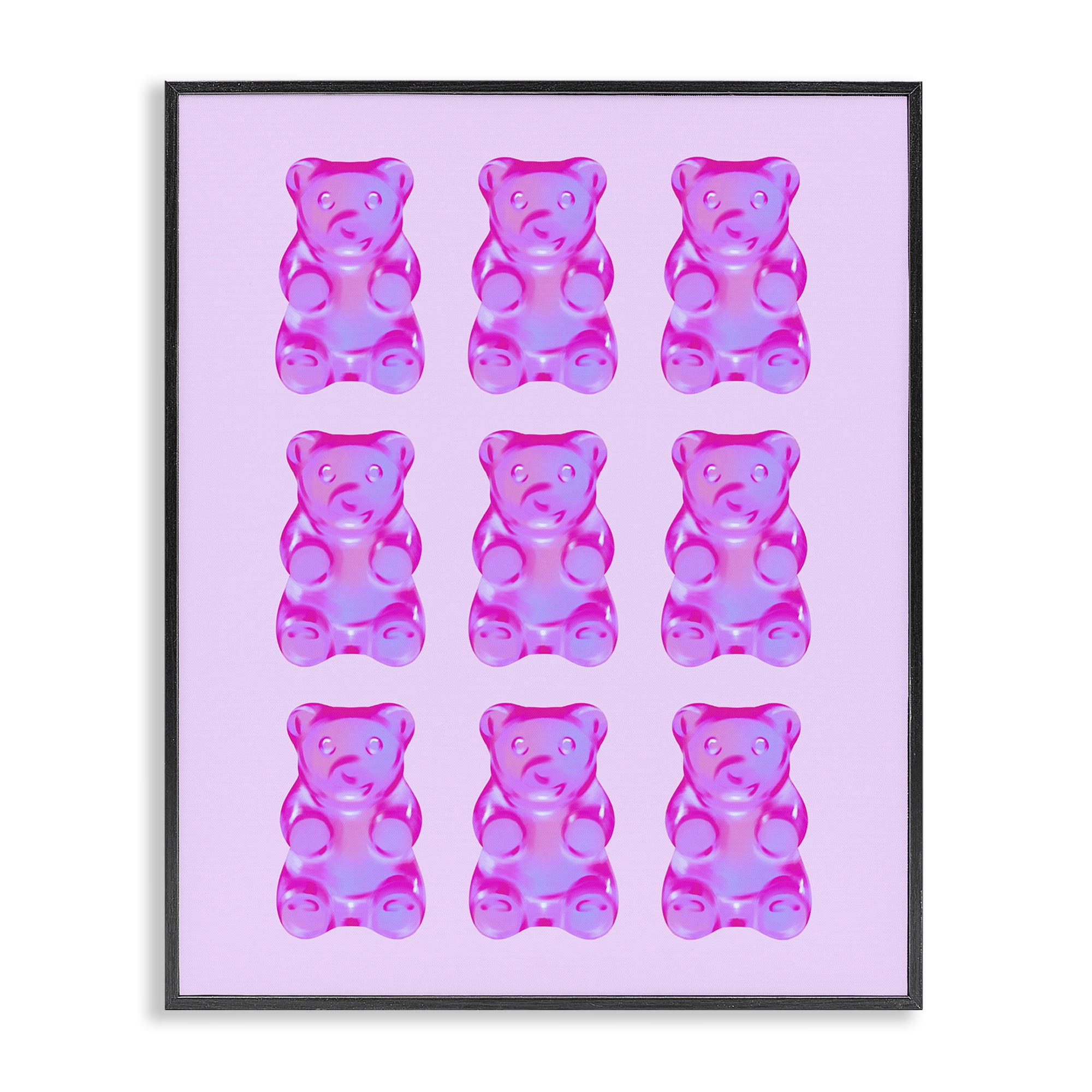 Stupell Industries Purple Ombre Candy Bears Food & Beverage Painting Black Framed Art Print Wall Art, 11 x 14
