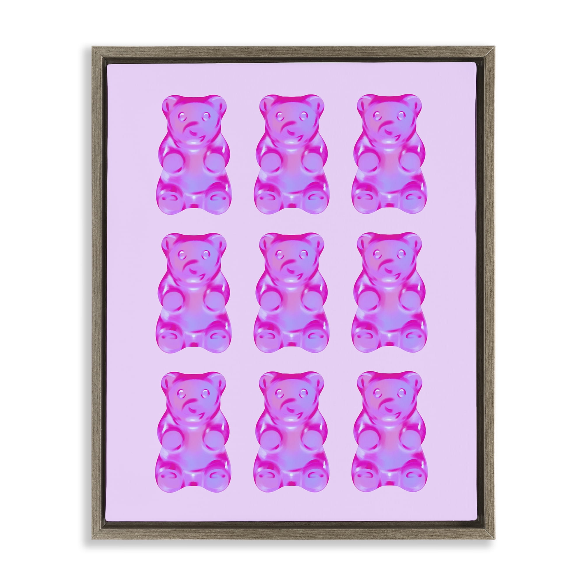 Stupell Industries Purple Ombre Candy Bears Food & Beverage Painting Brown Floater Framed Canvas Art Print Wall Art, 25 x 31