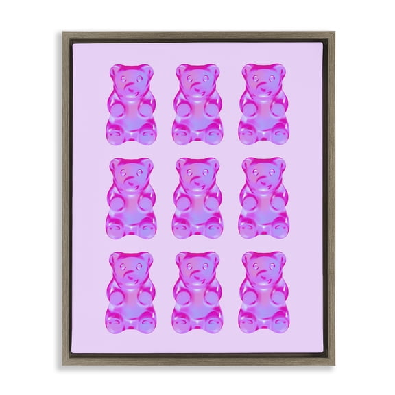 Stupell Industries Purple Ombre Candy Bears Food & Beverage Painting Brown Floater Framed Canvas Art Print Wall Art, 25 x 31