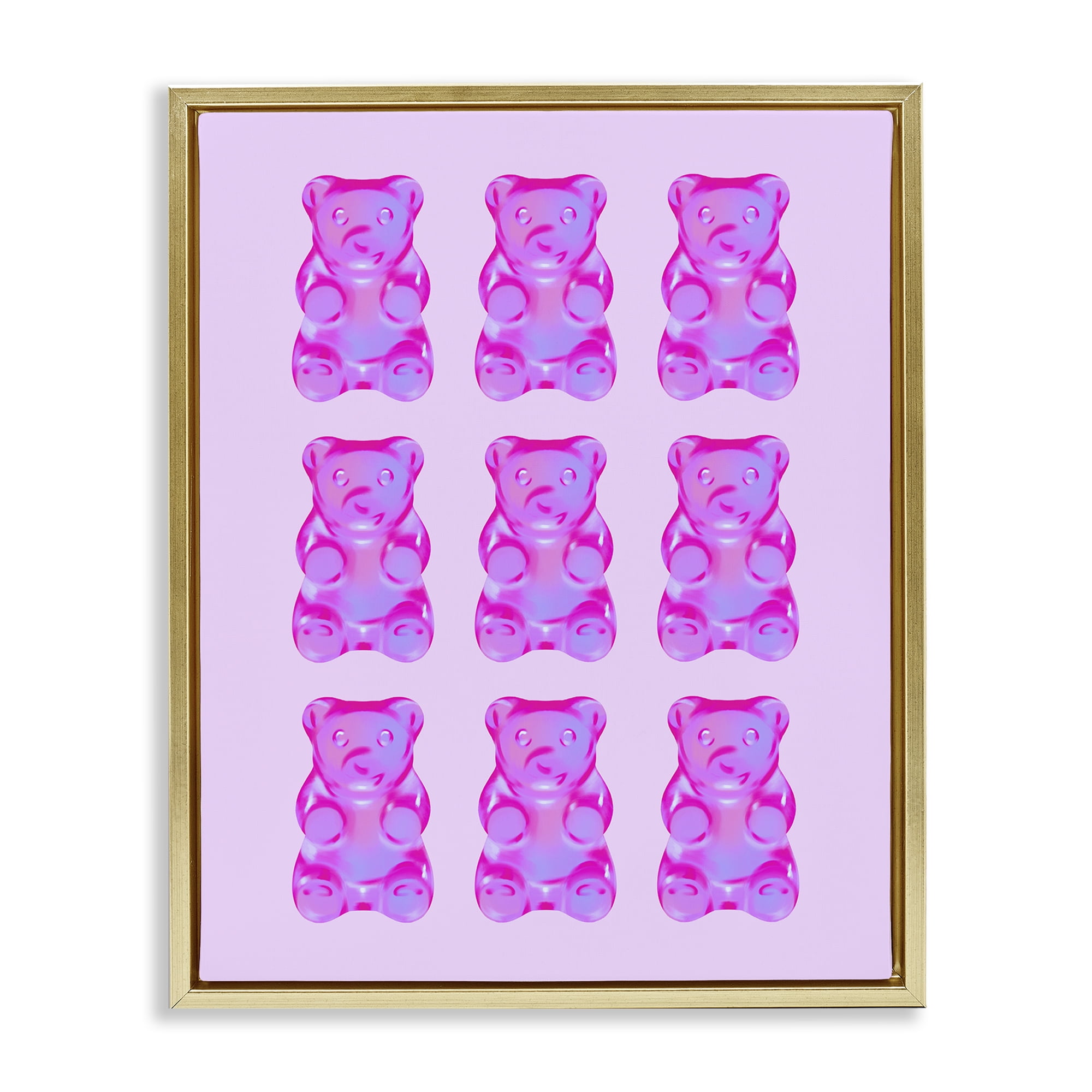 Stupell Industries Purple Ombre Candy Bears Food & Beverage Painting Gold Floater Framed Canvas Art Print Wall Art, 25 x 31