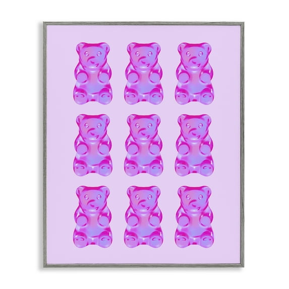 Stupell Industries Purple Ombre Candy Bears Food & Beverage Painting Gray Framed Art Print Wall Art, 24 x 30